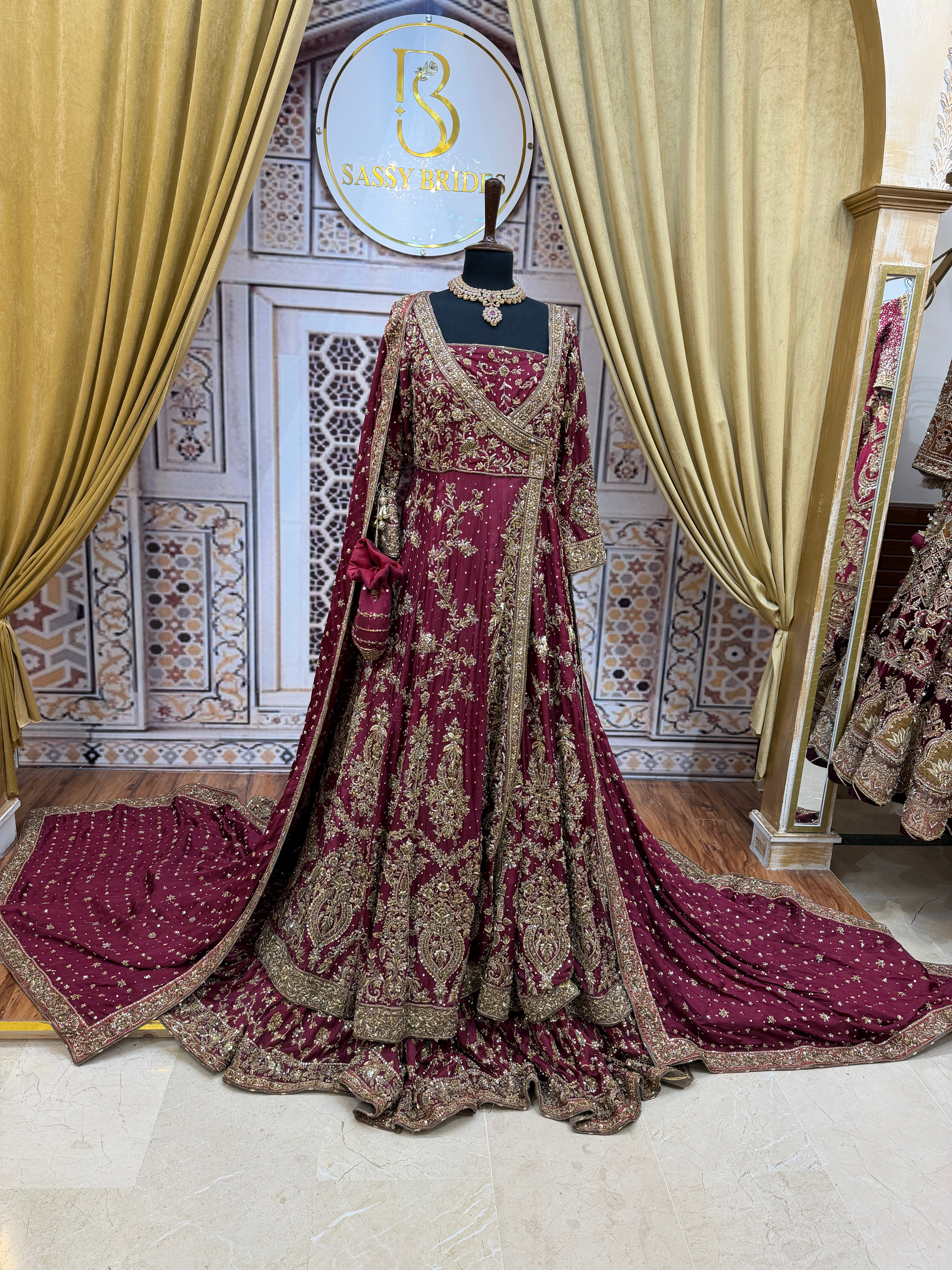 Ahmad Sultan Maroon Angrakha Plain-AS08