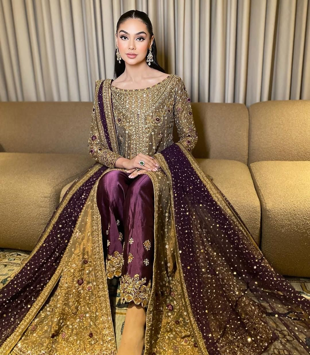 HARIS SHAKEEL GOLD FORMAL PURPLE DUPATTA-HS36