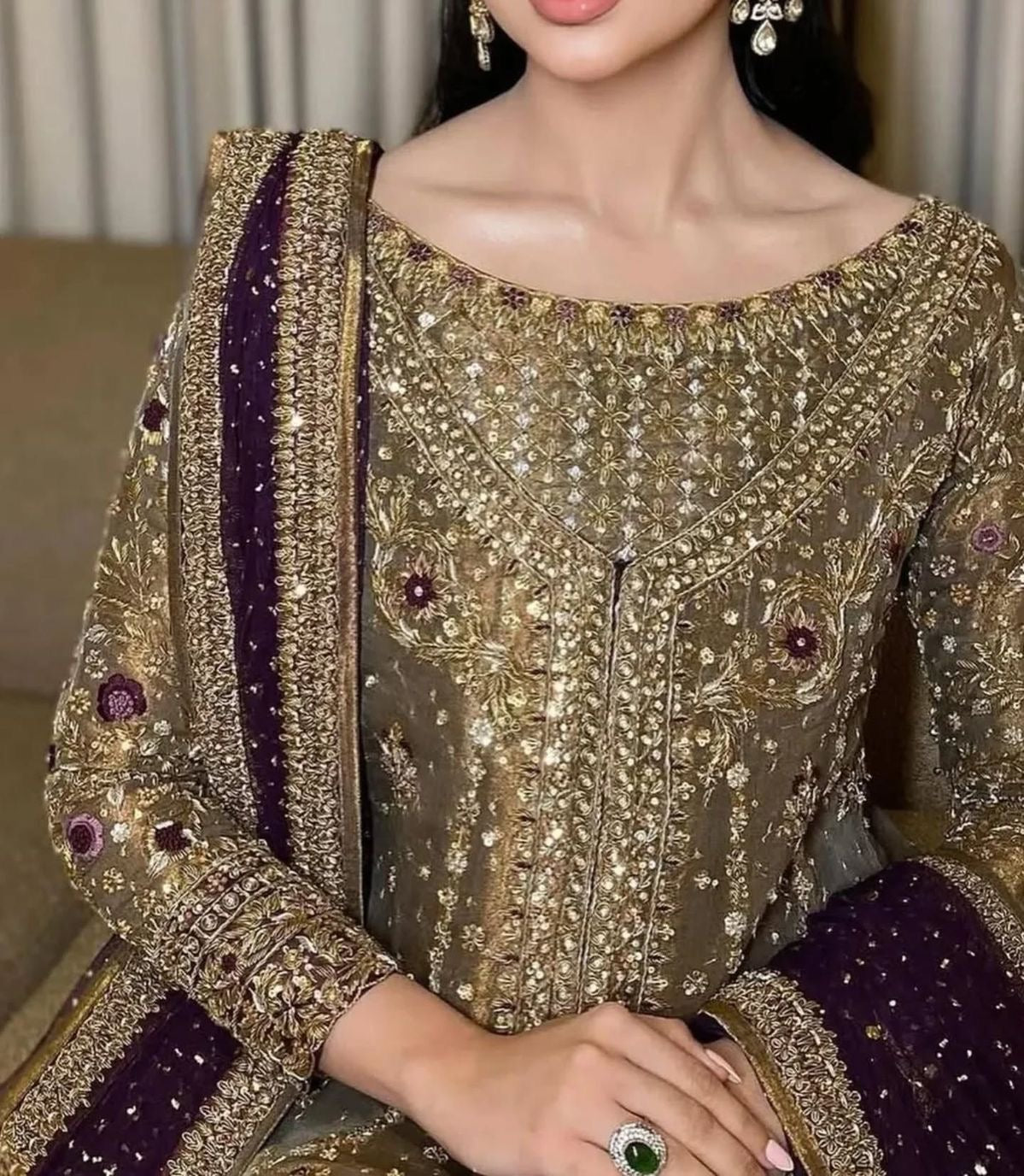 HARIS SHAKEEL GOLD FORMAL PURPLE DUPATTA-HS36