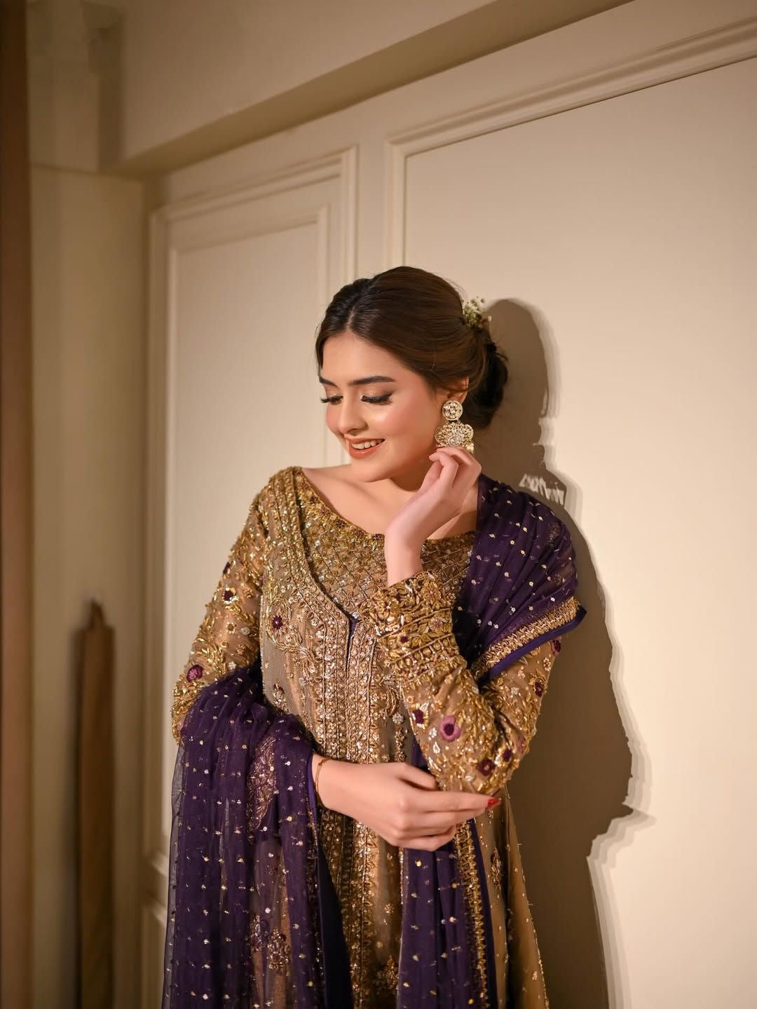 HARIS SHAKEEL GOLD FORMAL PURPLE DUPATTA-HS36