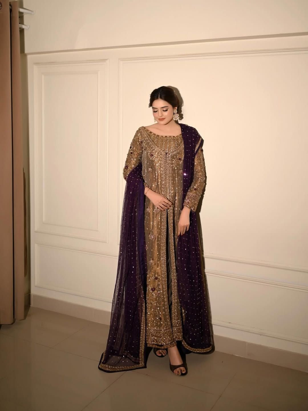 HARIS SHAKEEL GOLD FORMAL PURPLE DUPATTA-HS36