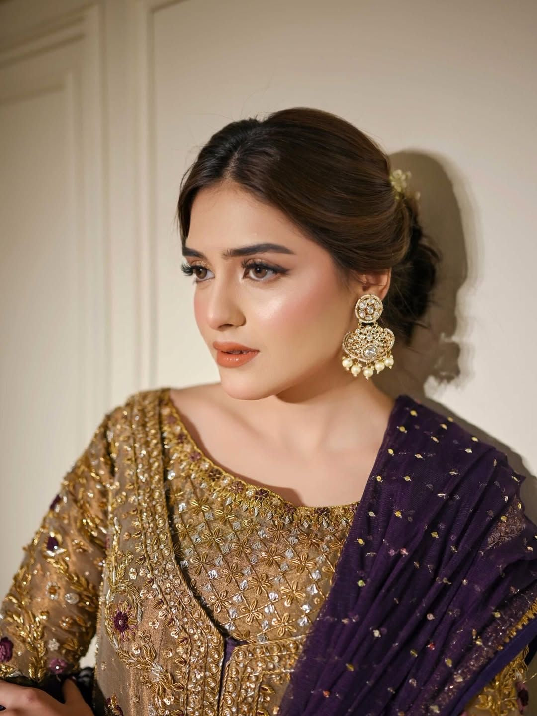 HARIS SHAKEEL GOLD FORMAL PURPLE DUPATTA-HS36