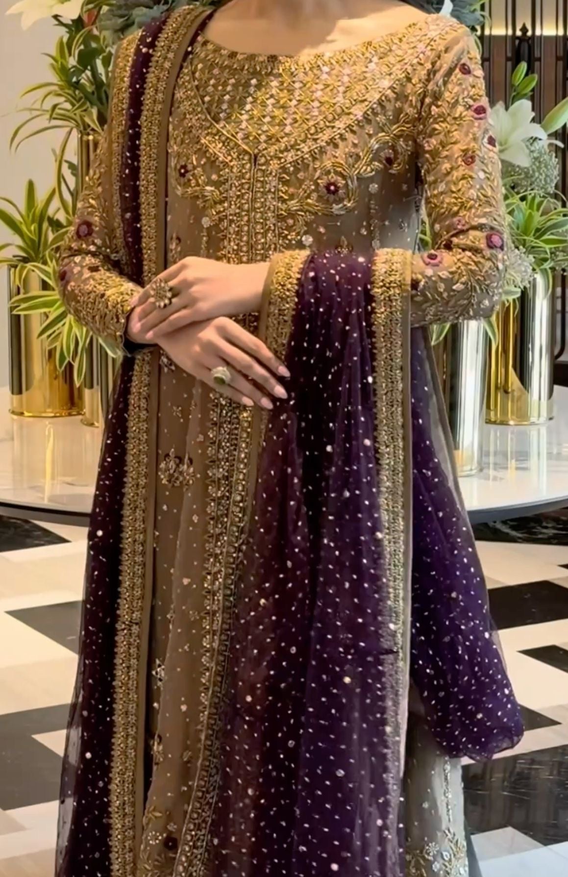 HARIS SHAKEEL GOLD FORMAL PURPLE DUPATTA-HS36