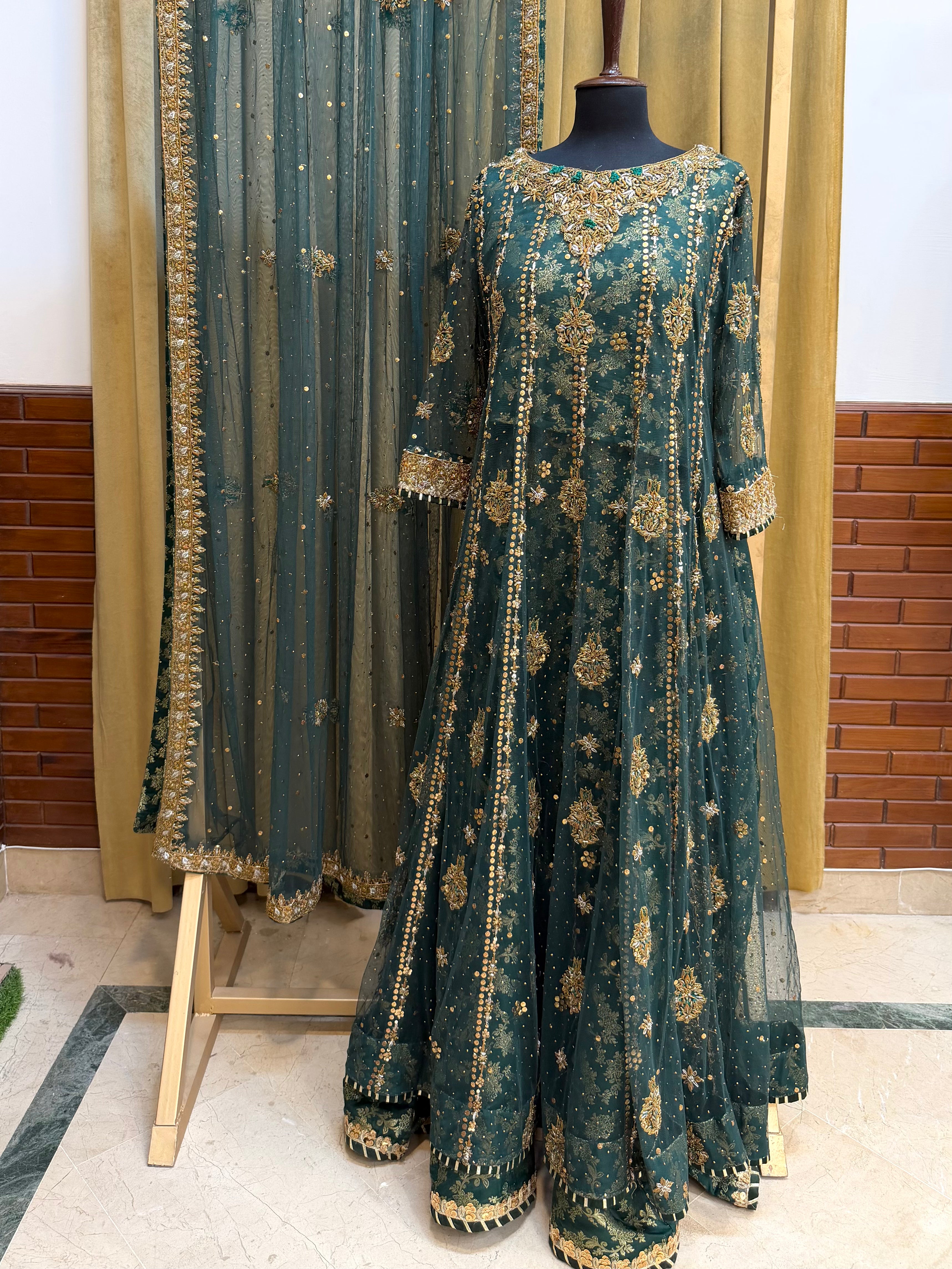 HARIS SHAKEEL DARK GREEN PISHWAS-HS19