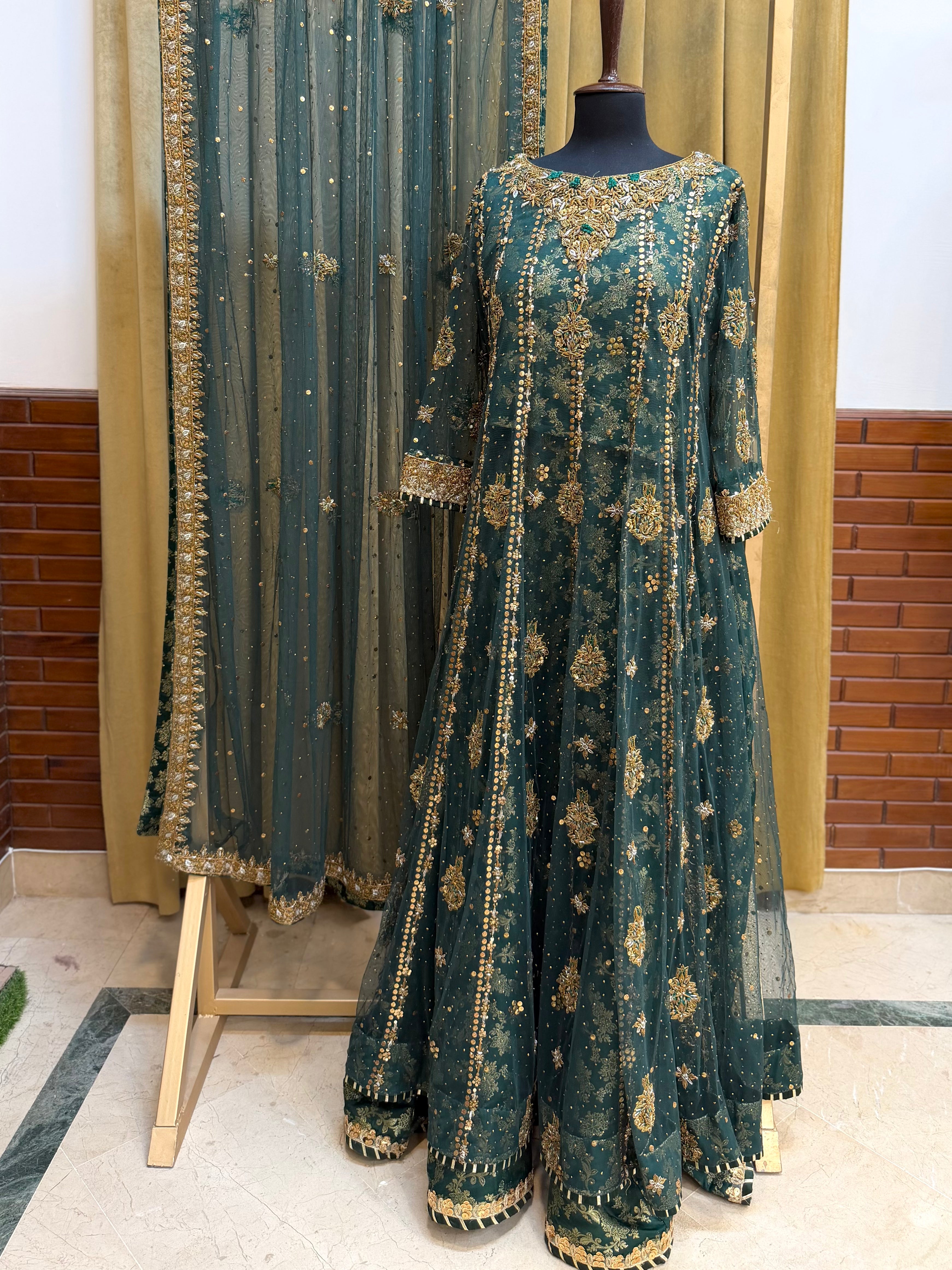HARIS SHAKEEL DARK GREEN PISHWAS-HS19