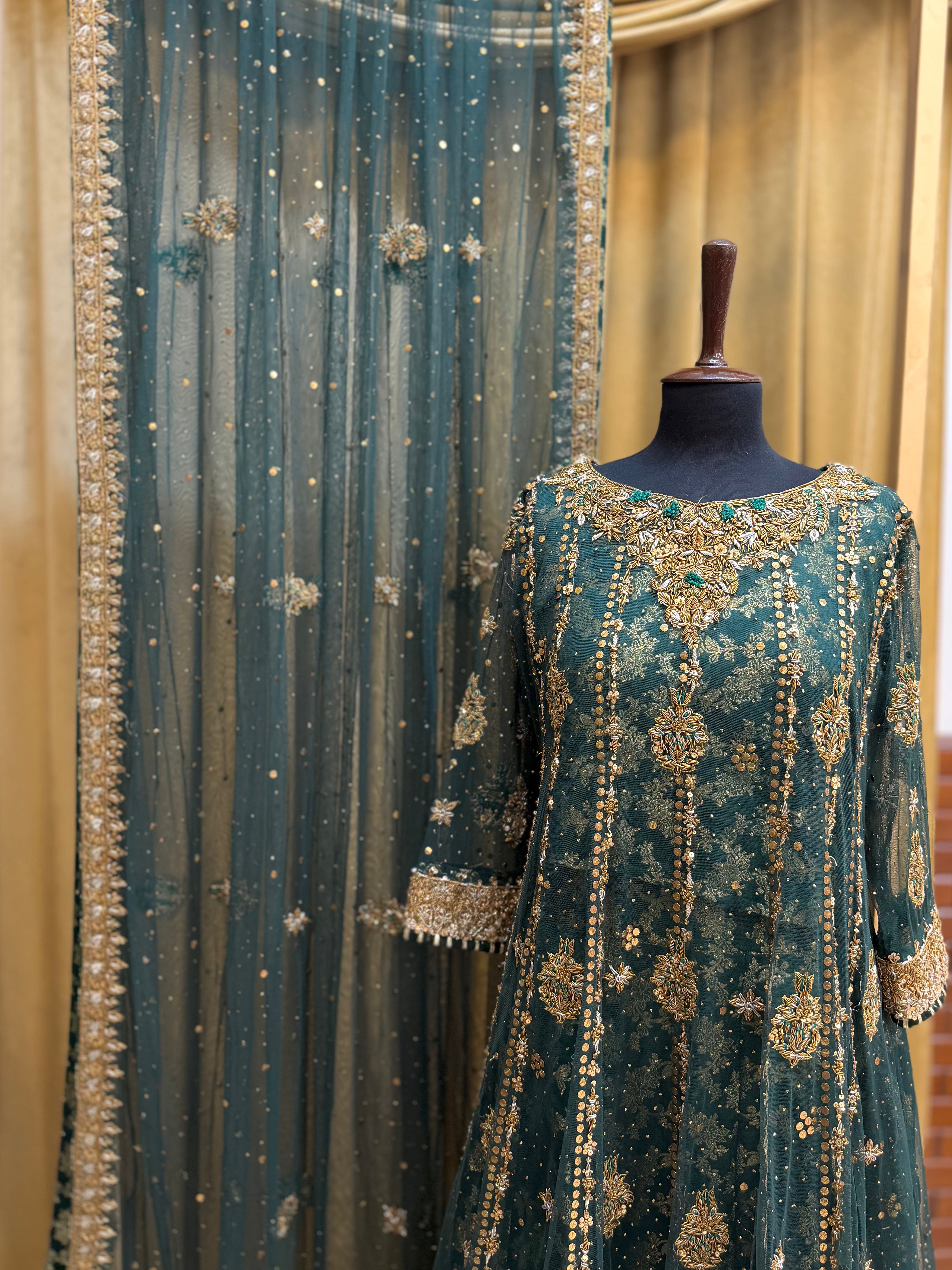 HARIS SHAKEEL DARK GREEN PISHWAS-HS19