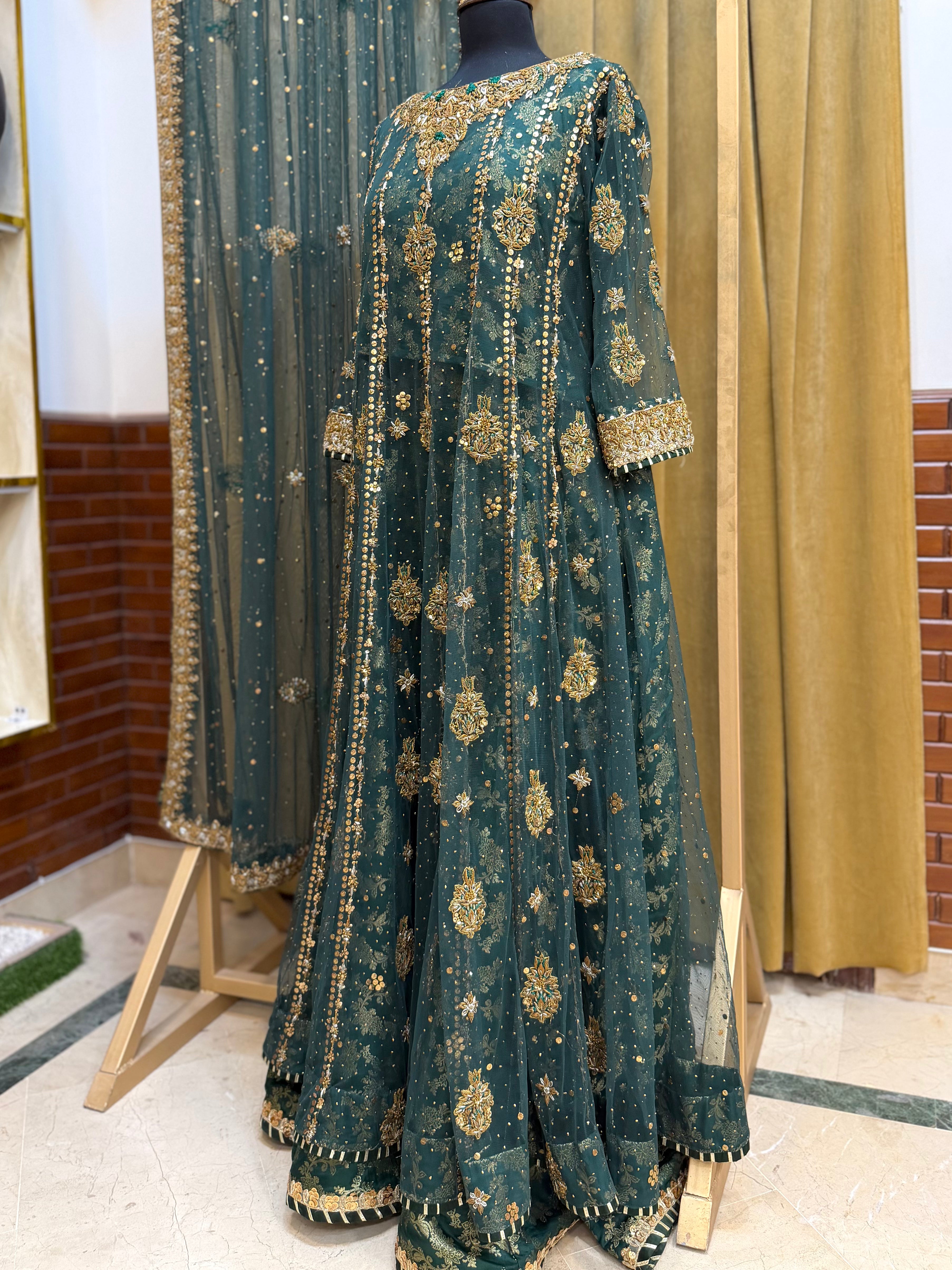 HARIS SHAKEEL DARK GREEN PISHWAS-HS19