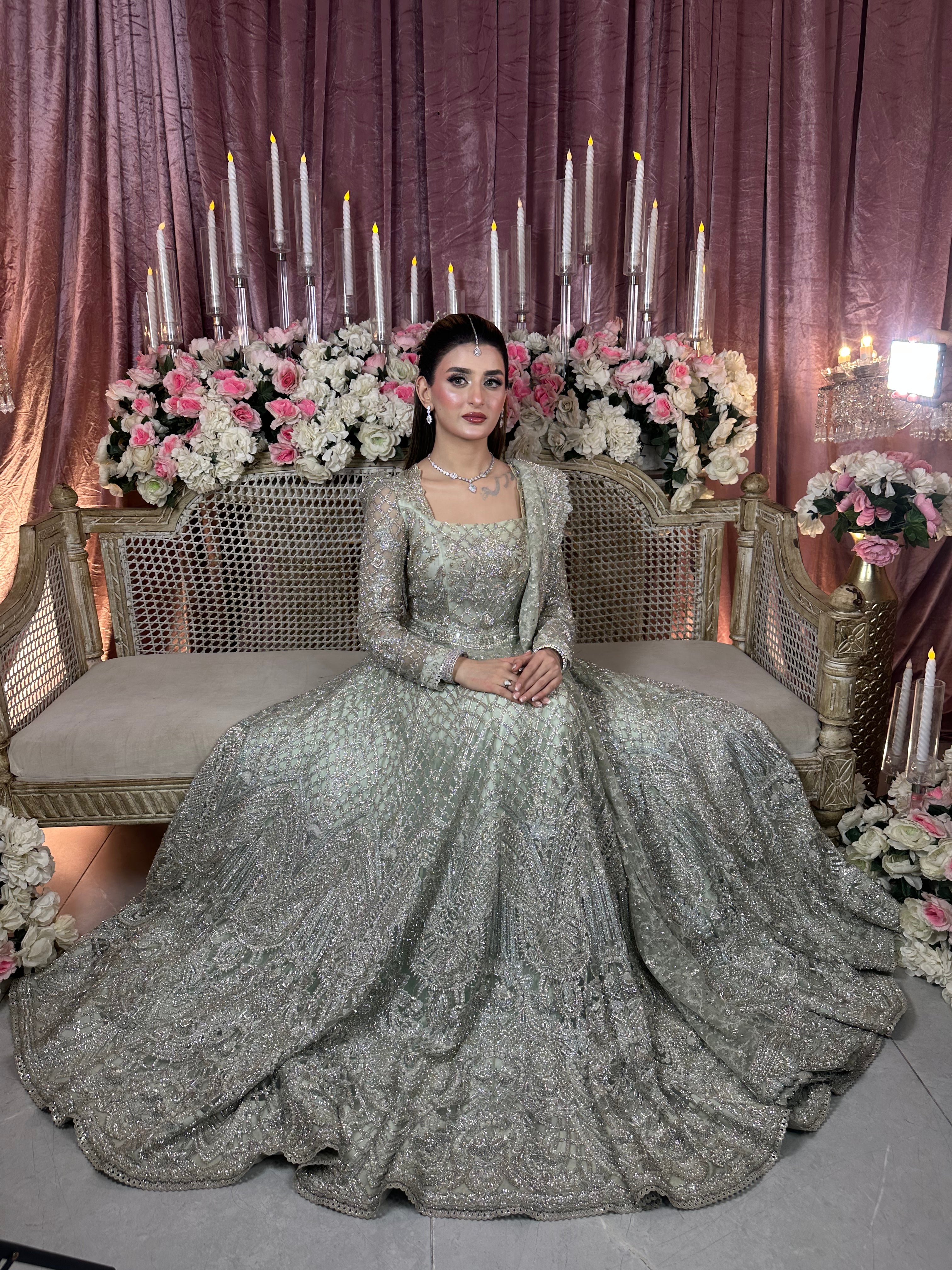 SAIRA SHAKIRA LIGHT GREEN MAXI-SS22