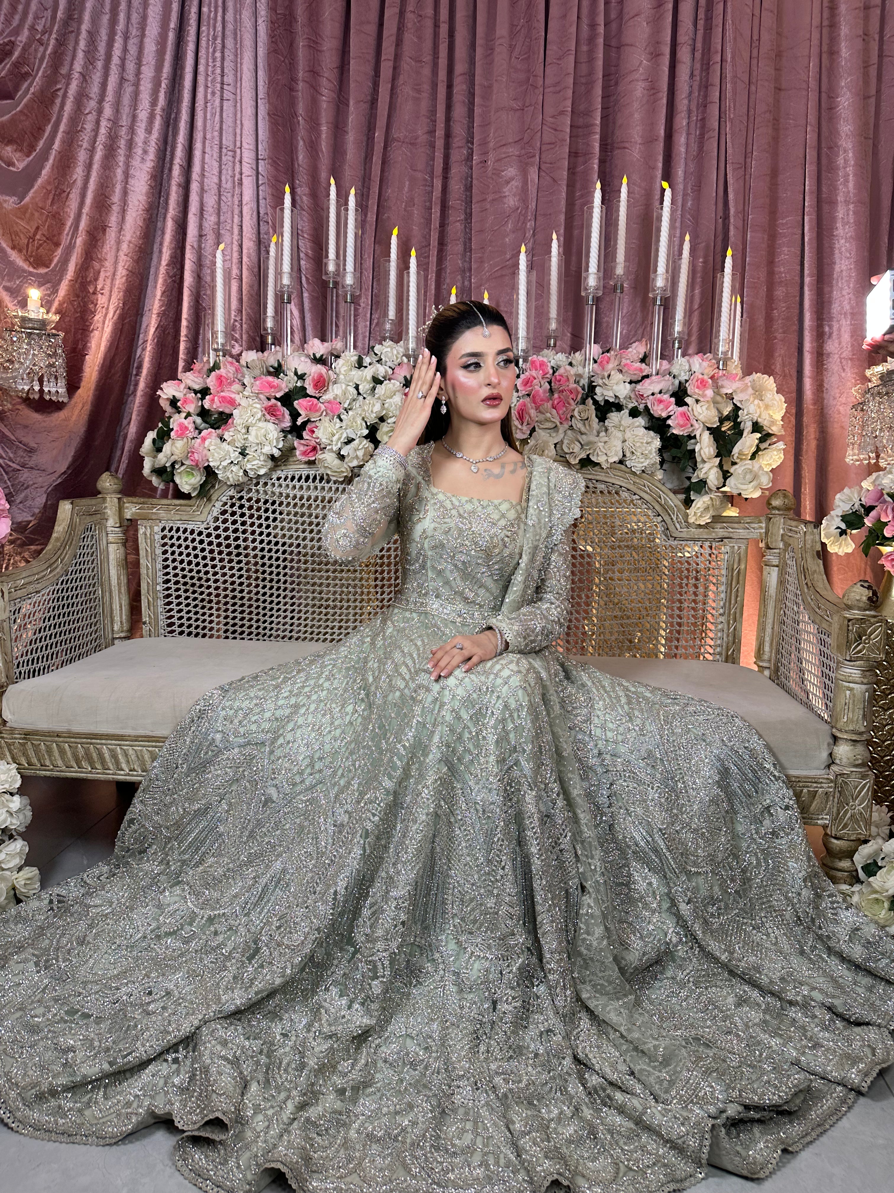 SAIRA SHAKIRA LIGHT GREEN MAXI-SS22