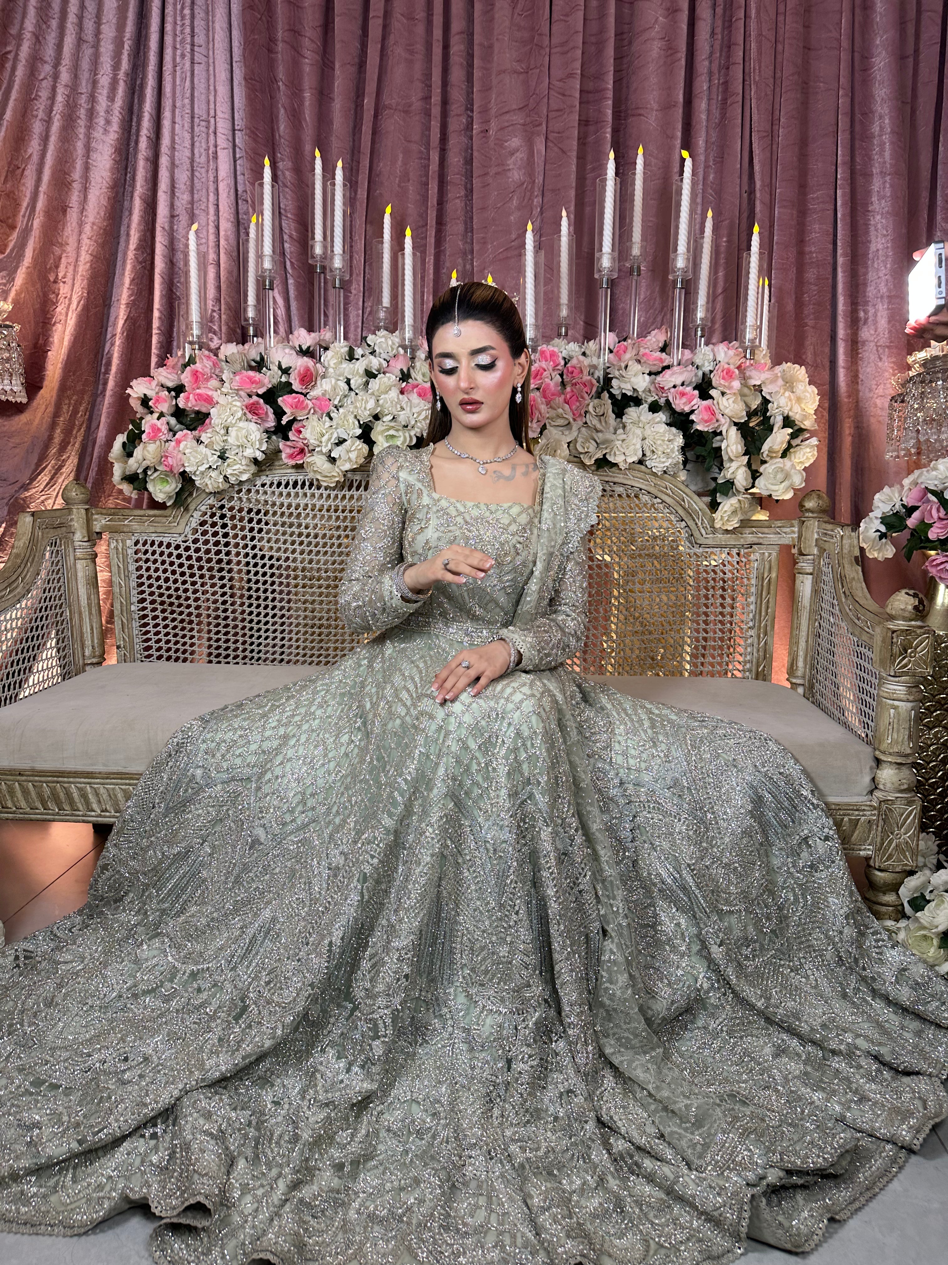 SAIRA SHAKIRA LIGHT GREEN MAXI-SS22