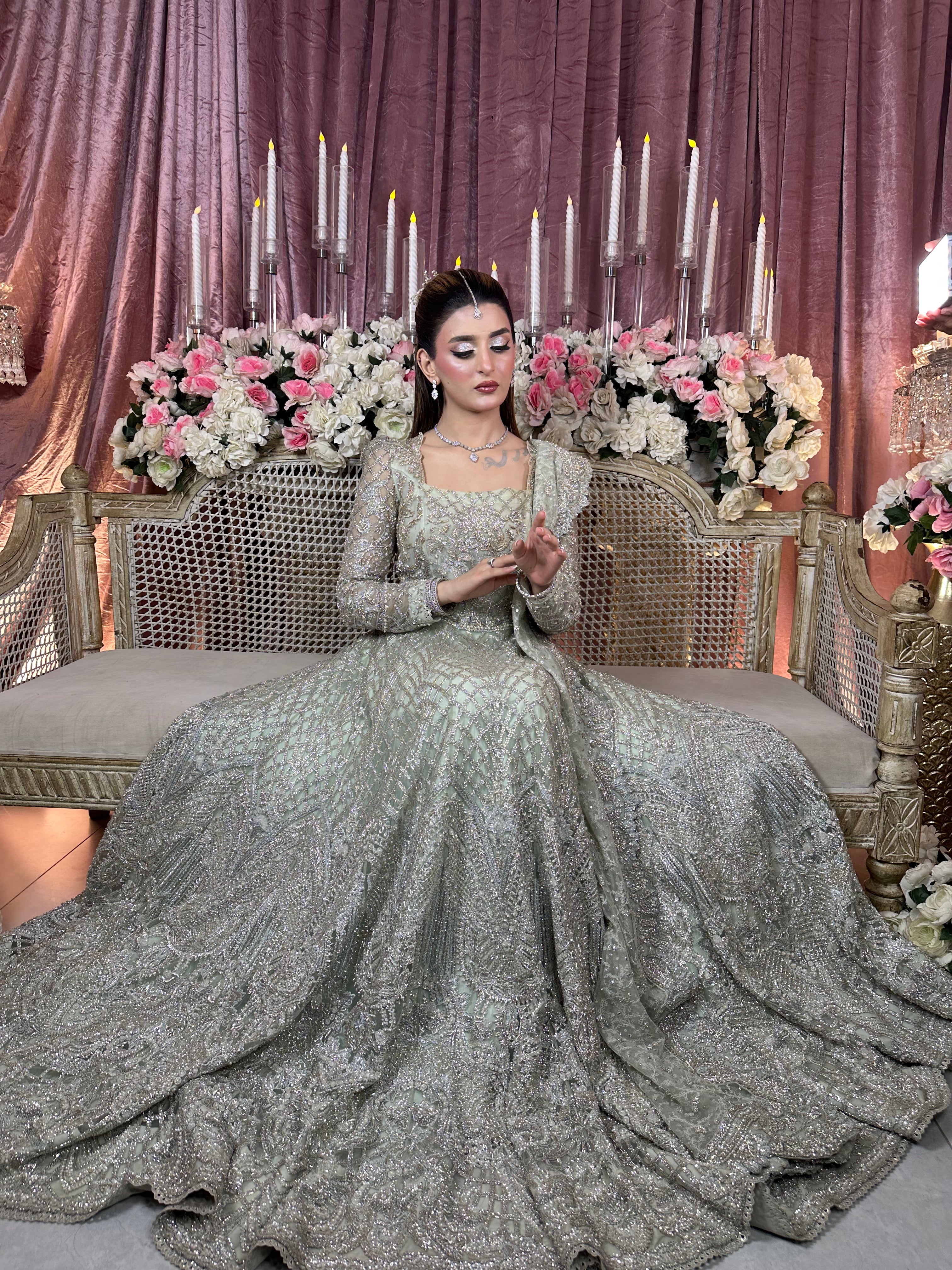 SAIRA SHAKIRA LIGHT GREEN MAXI-SS22