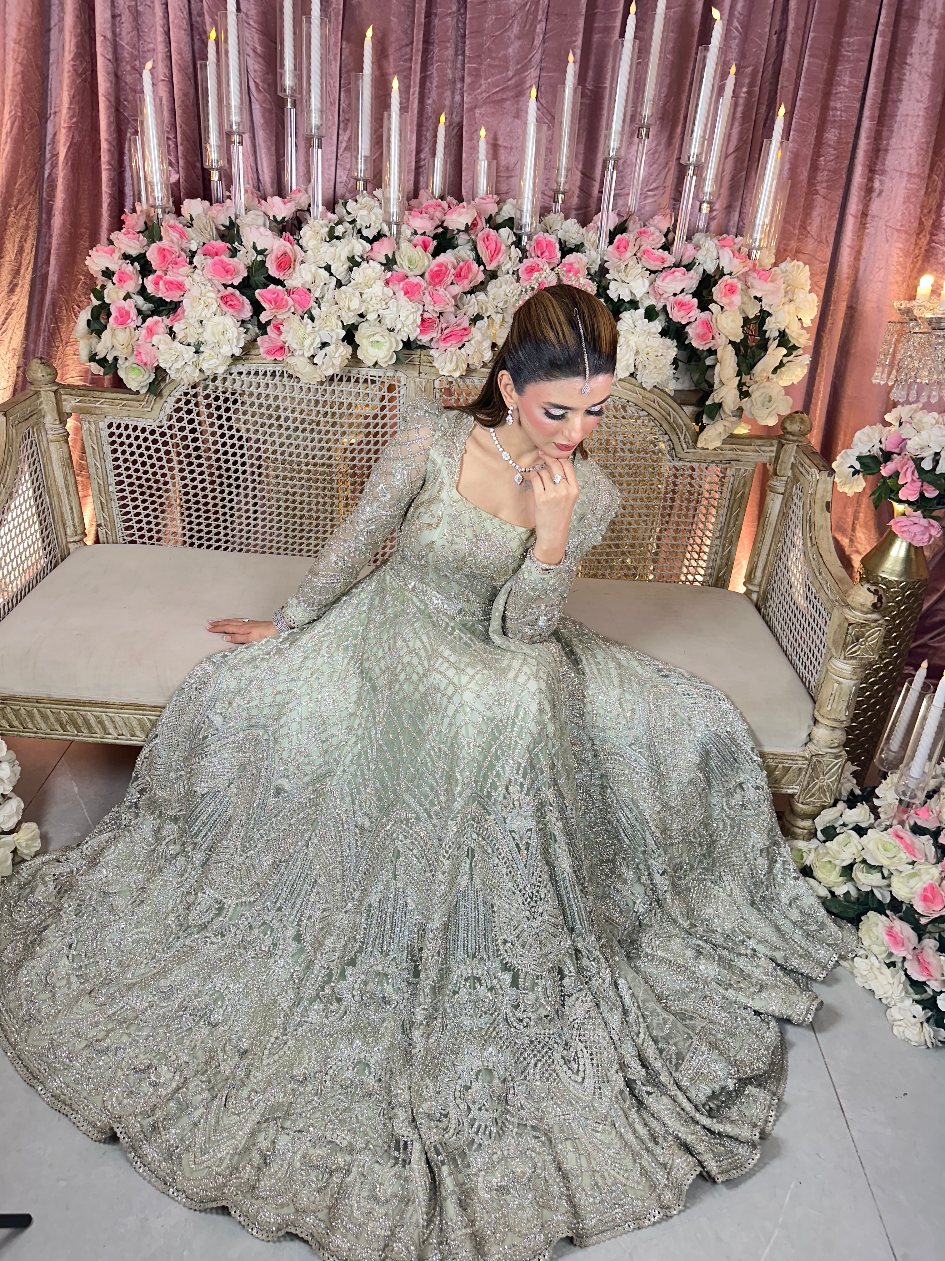 SAIRA SHAKIRA LIGHT GREEN MAXI-SS22