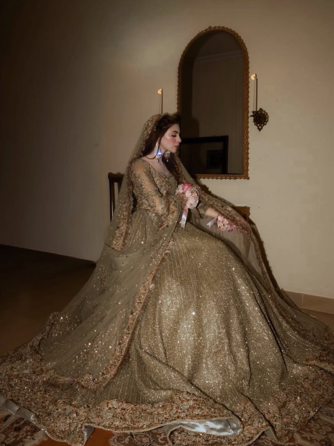 AHMAD SULTAN OLIVE GREEN LEHNGA CHOLI- AS03