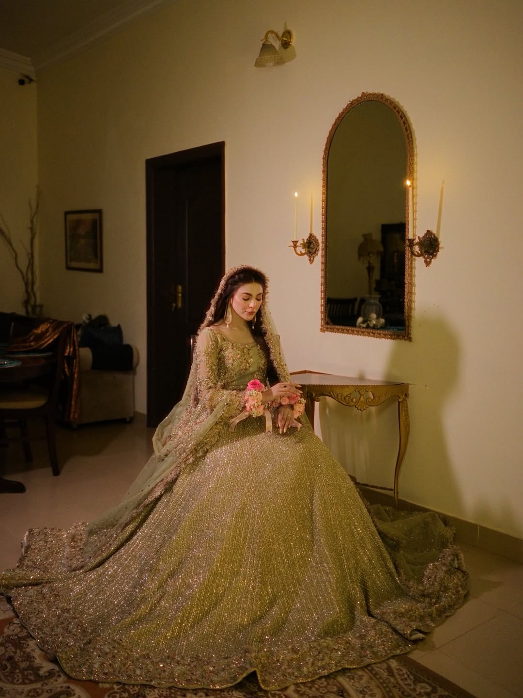 AHMAD SULTAN OLIVE GREEN LEHNGA CHOLI- AS03