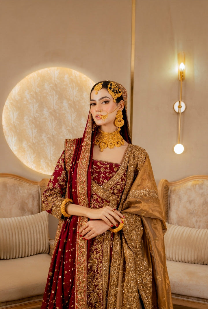 Ahmad Sultan Maroon Angrakha Plain-AS08