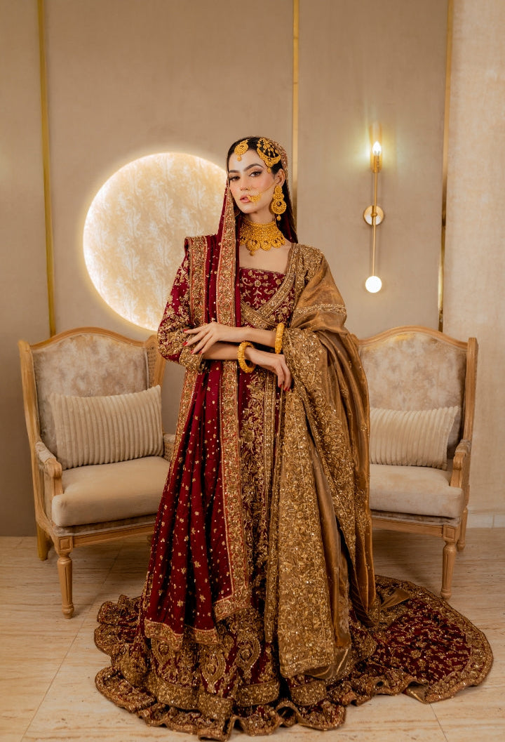 Ahmad Sultan Maroon Angrakha Plain-AS08