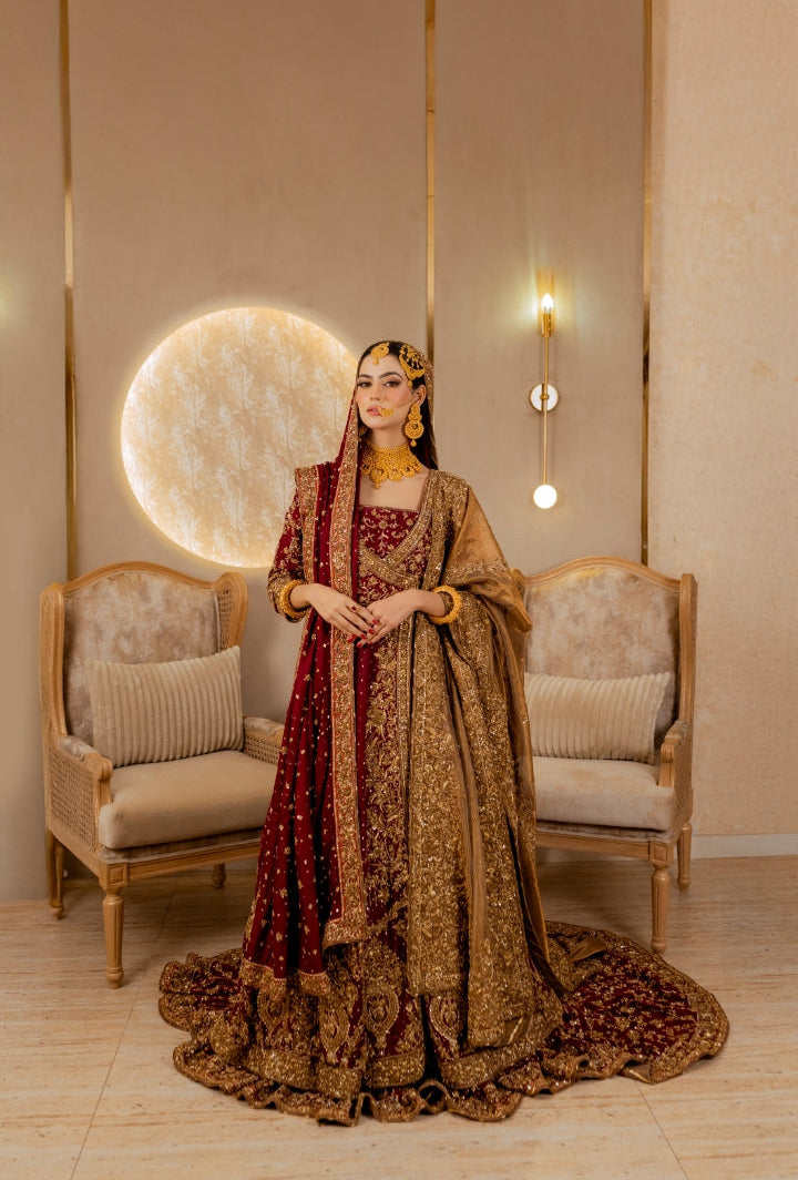 Ahmad Sultan Maroon Angrakha Plain-AS08