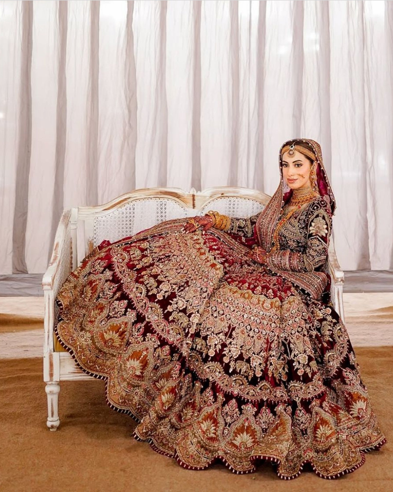 MNR Heritage Velvet Maroon Lehenga Choli- MNR05