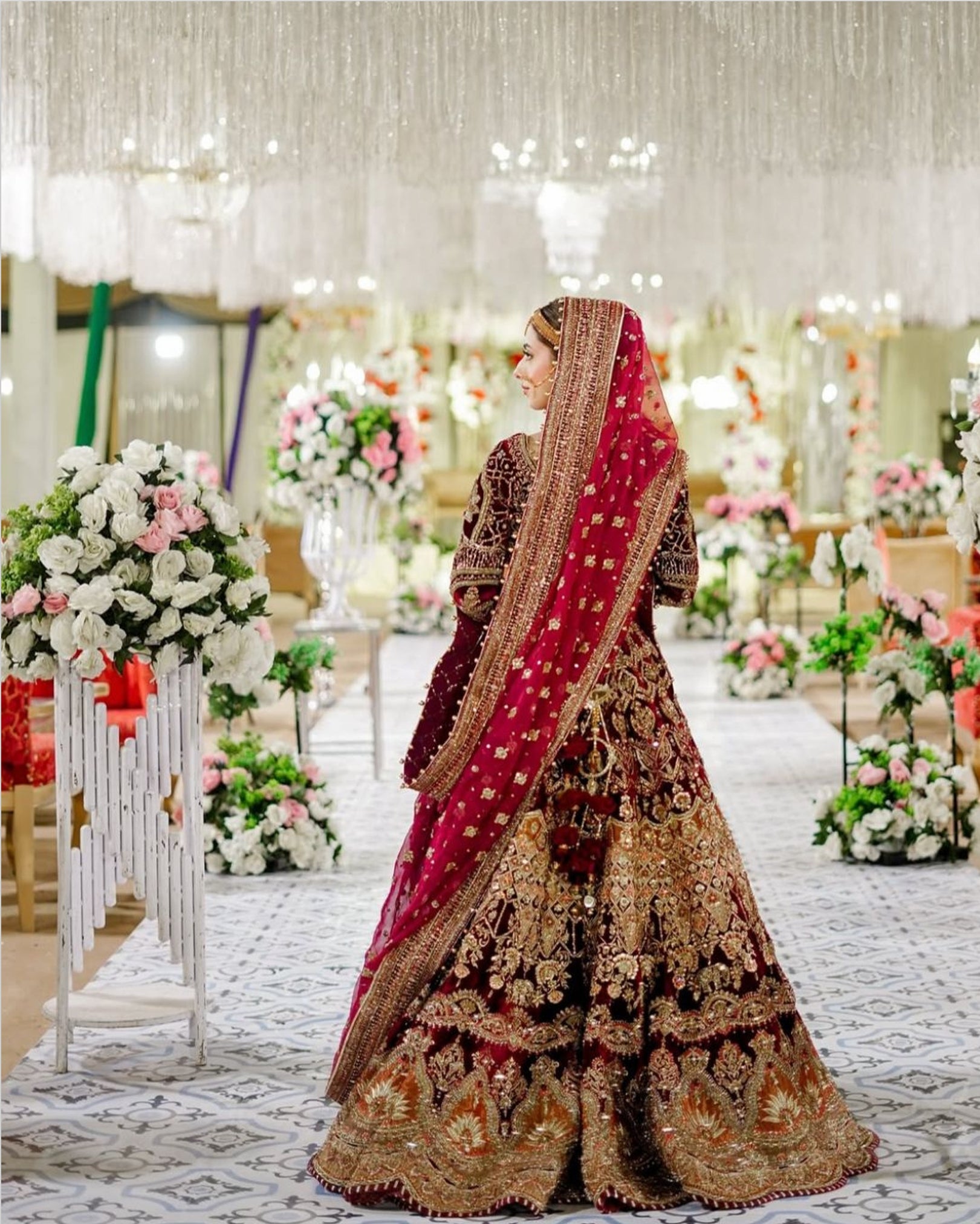 MNR Heritage Velvet Maroon Lehenga Choli- MNR05