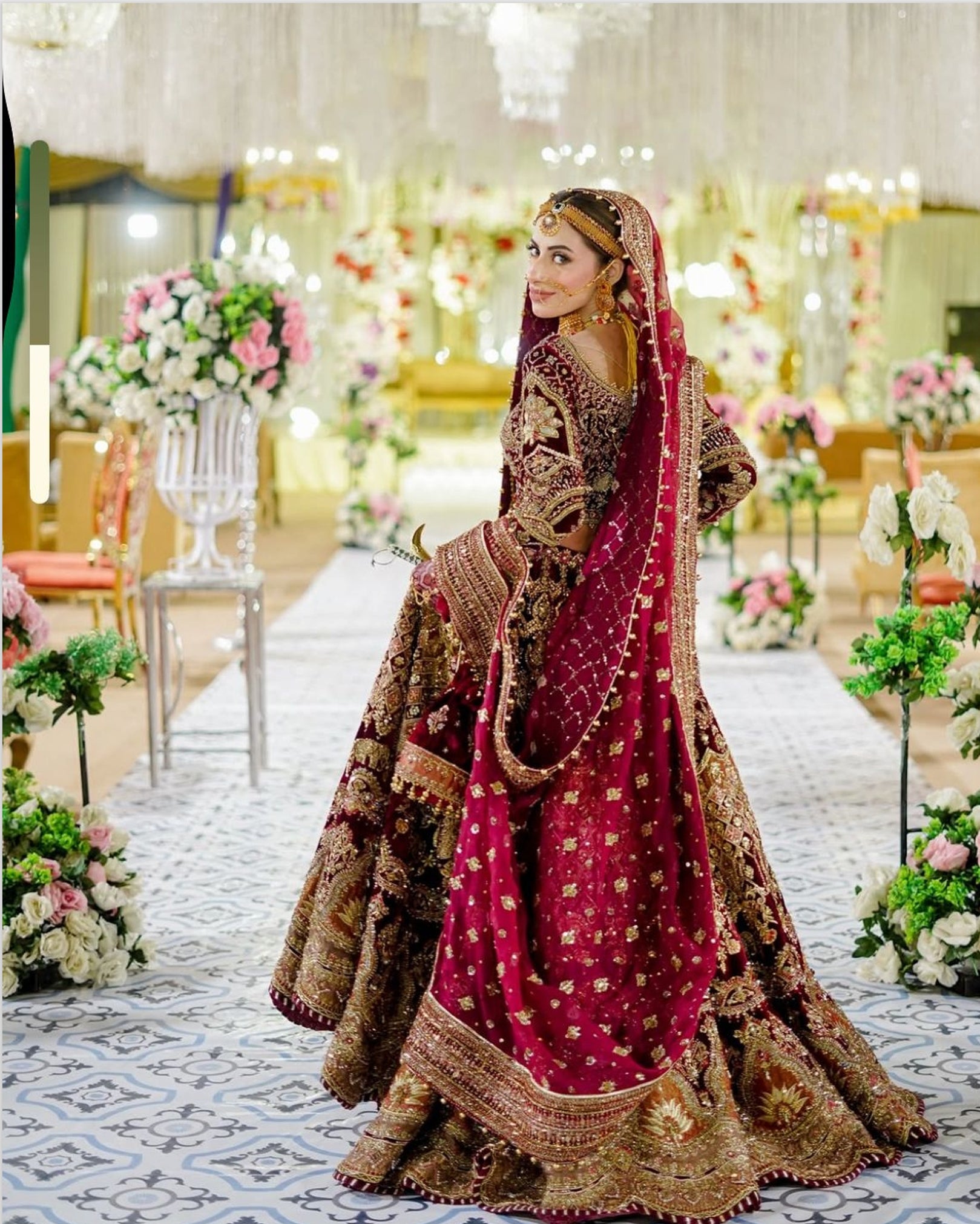 MNR Heritage Velvet Maroon Lehenga Choli- MNR05