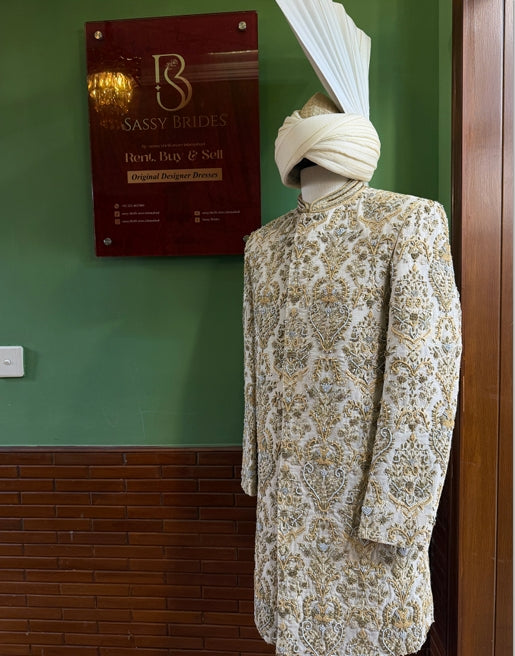 Off White Heavy Work Sherwani-SH03