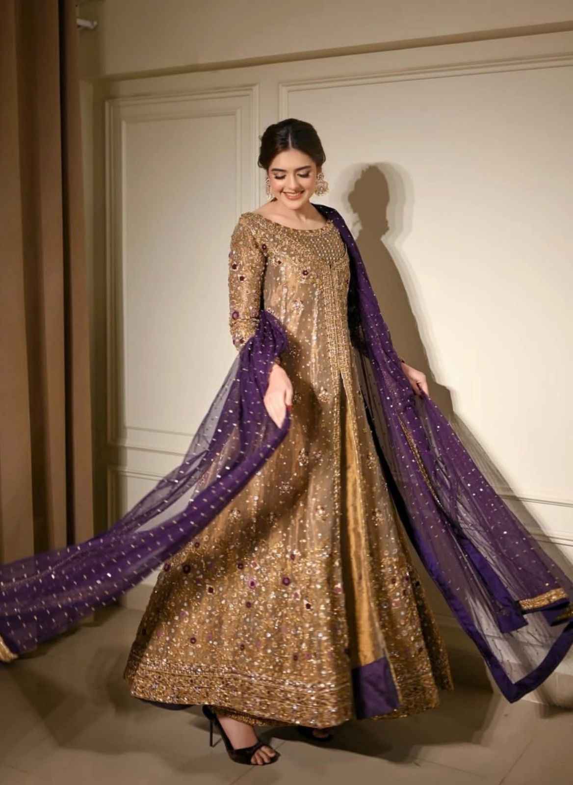 HARIS SHAKEEL GOLD FORMAL PURPLE DUPATTA-HS36