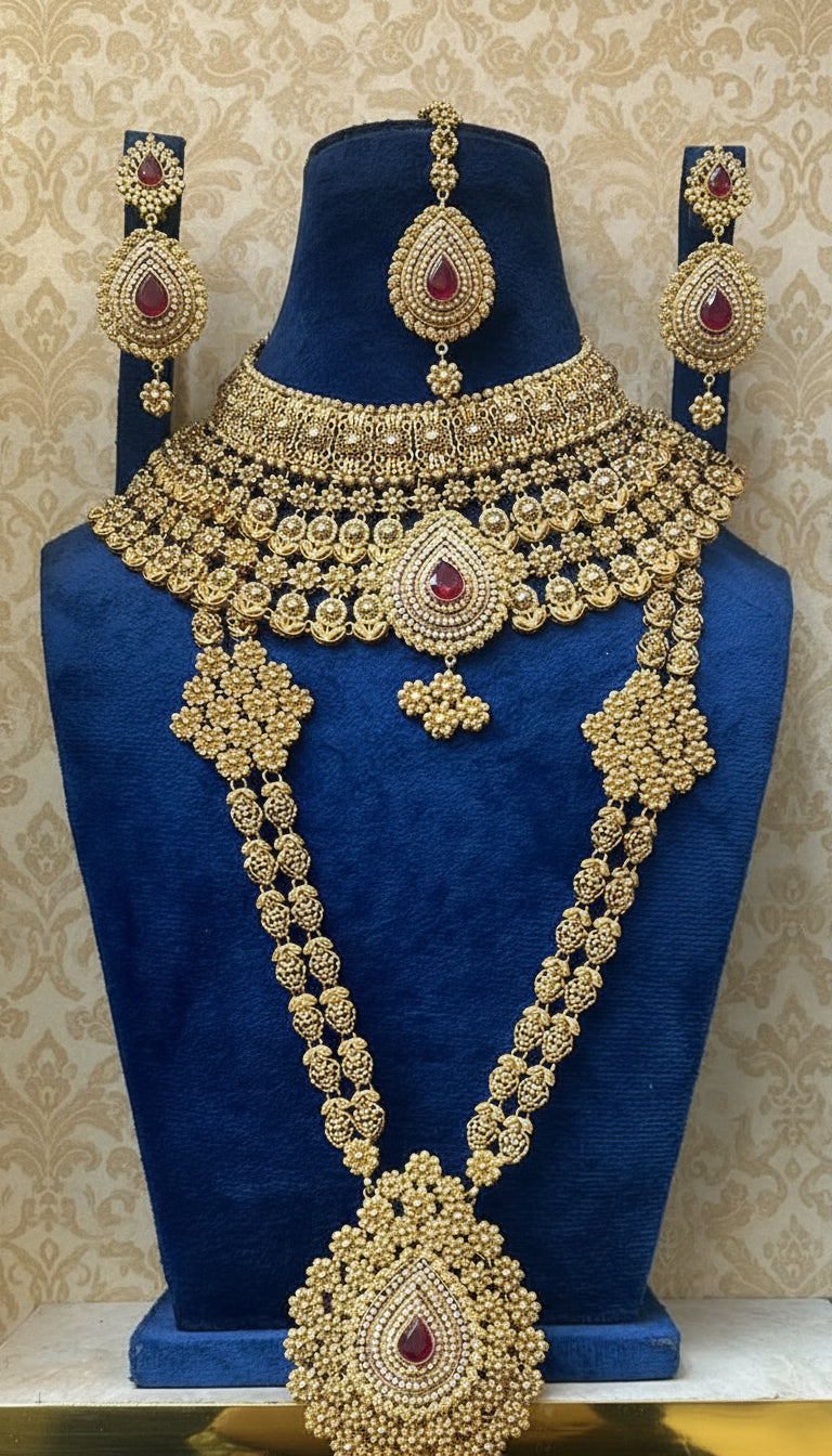 Ruby Mala Barat Jewelry Set-JELY016