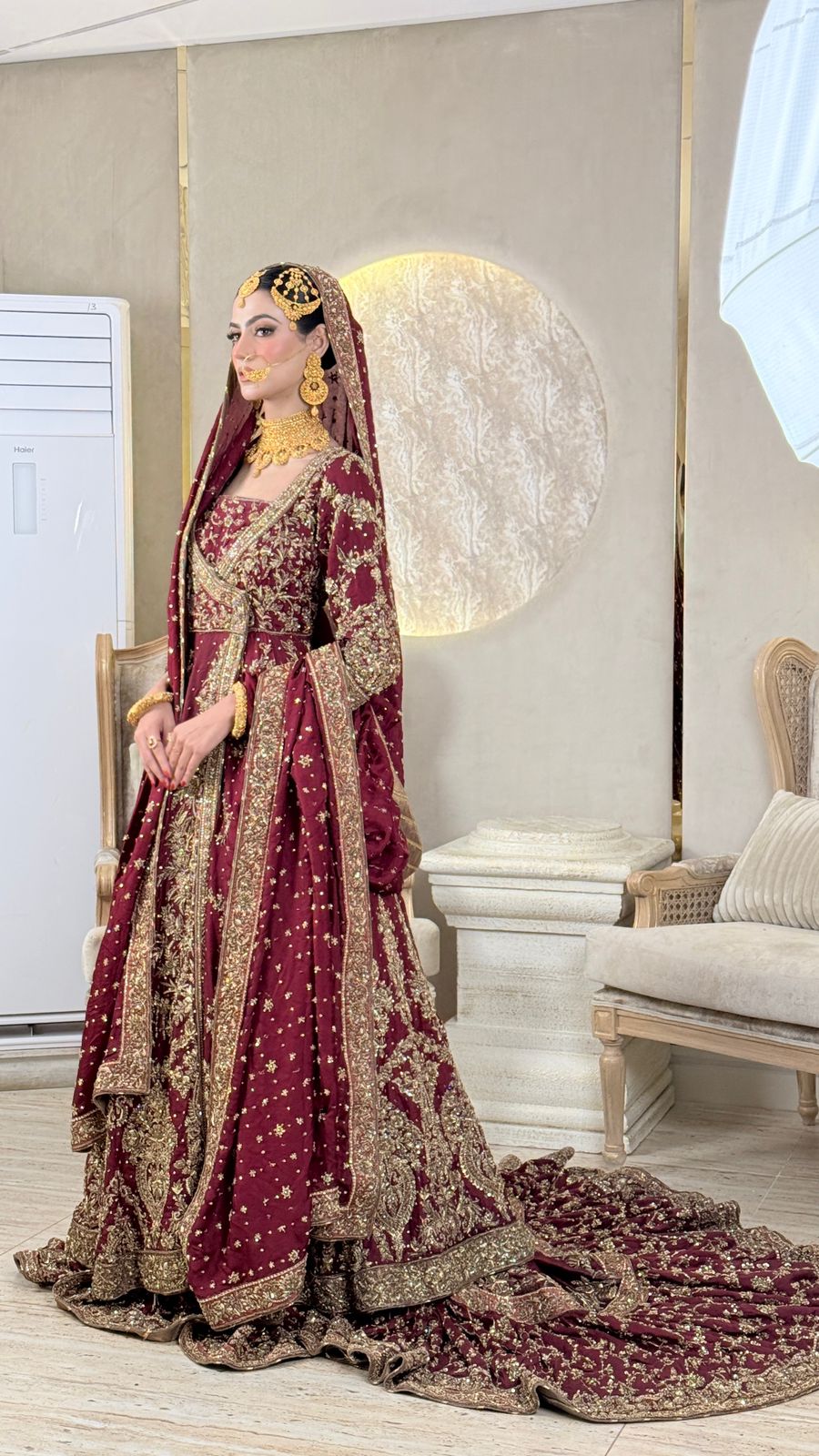 Ahmad Sultan Maroon Angrakha Plain-AS08