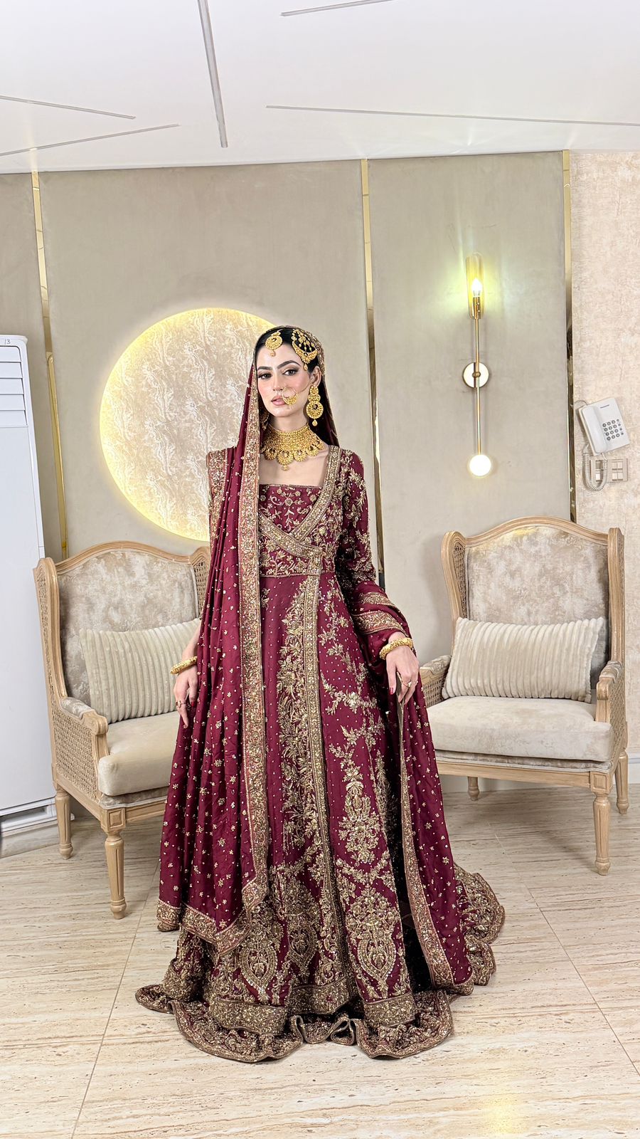 Ahmad Sultan Maroon Angrakha Plain-AS08