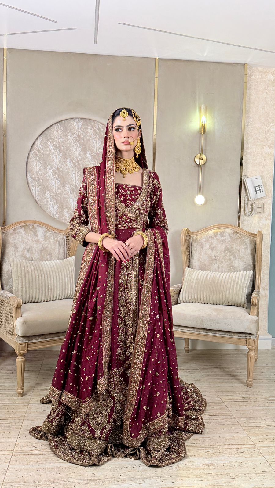 Ahmad Sultan Maroon Angrakha Plain-AS08