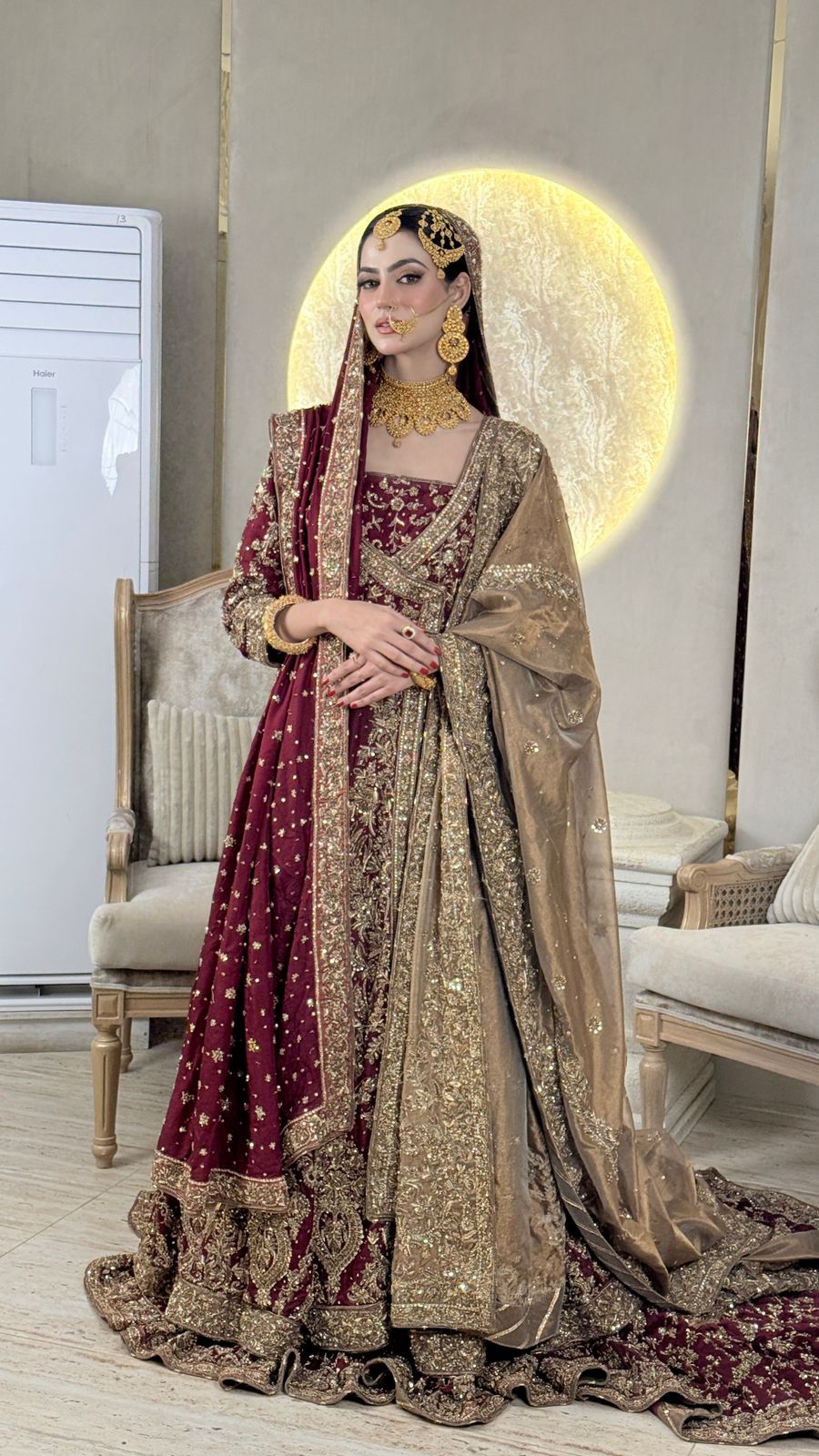 Ahmad Sultan Maroon Angrakha Plain-AS08