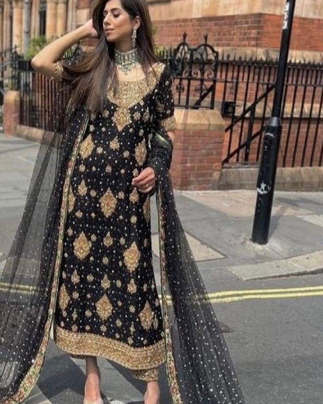 Haris Shakeel Black and Gold Formal-HS35