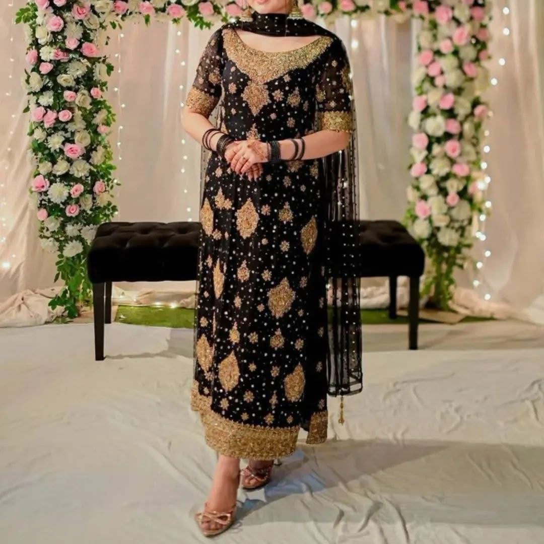 Haris Shakeel Black and Gold Formal-HS35