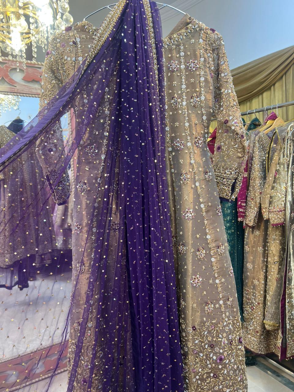 HARIS SHAKEEL GOLD FORMAL PURPLE DUPATTA-HS36
