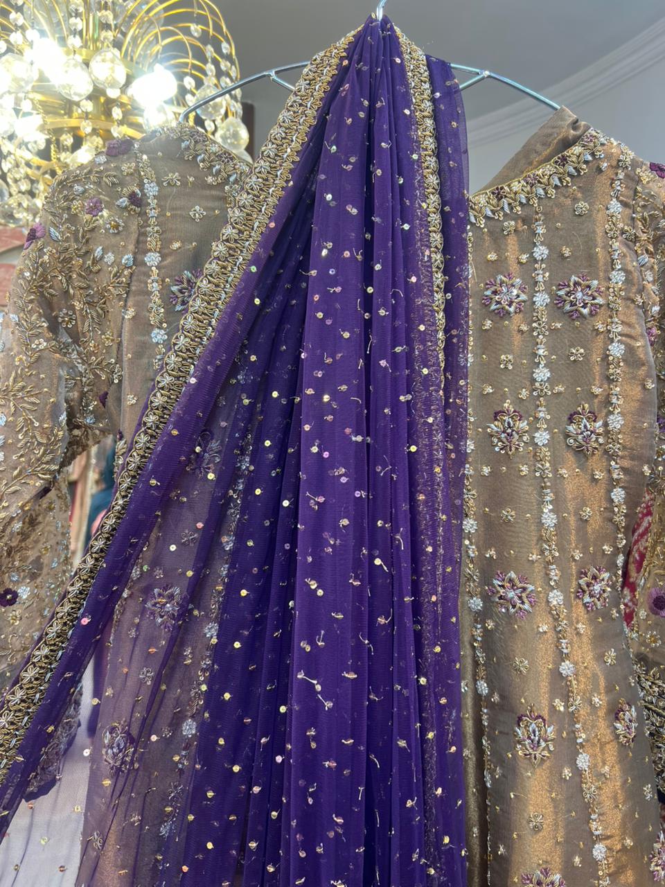 HARIS SHAKEEL GOLD FORMAL PURPLE DUPATTA-HS36