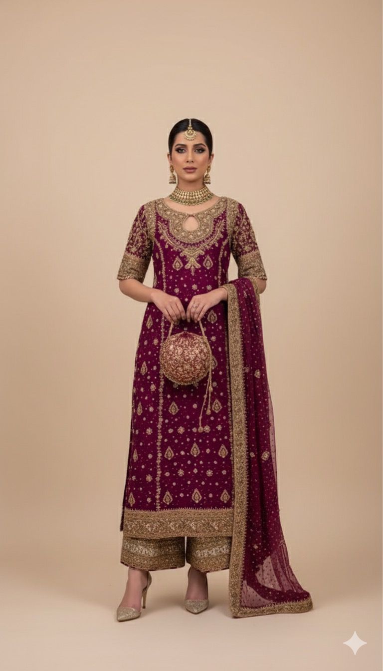 HARIS SHAKEEL HOT PINK AND GOLD FORMAL-HS17