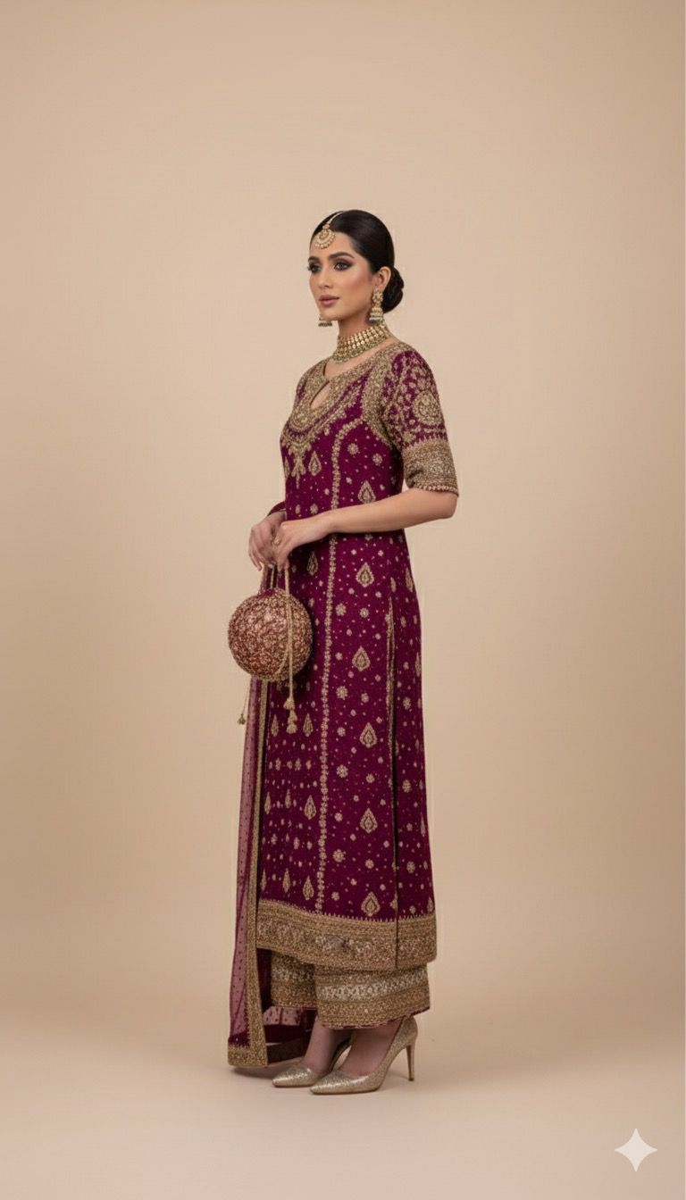 HARIS SHAKEEL HOT PINK AND GOLD FORMAL-HS17