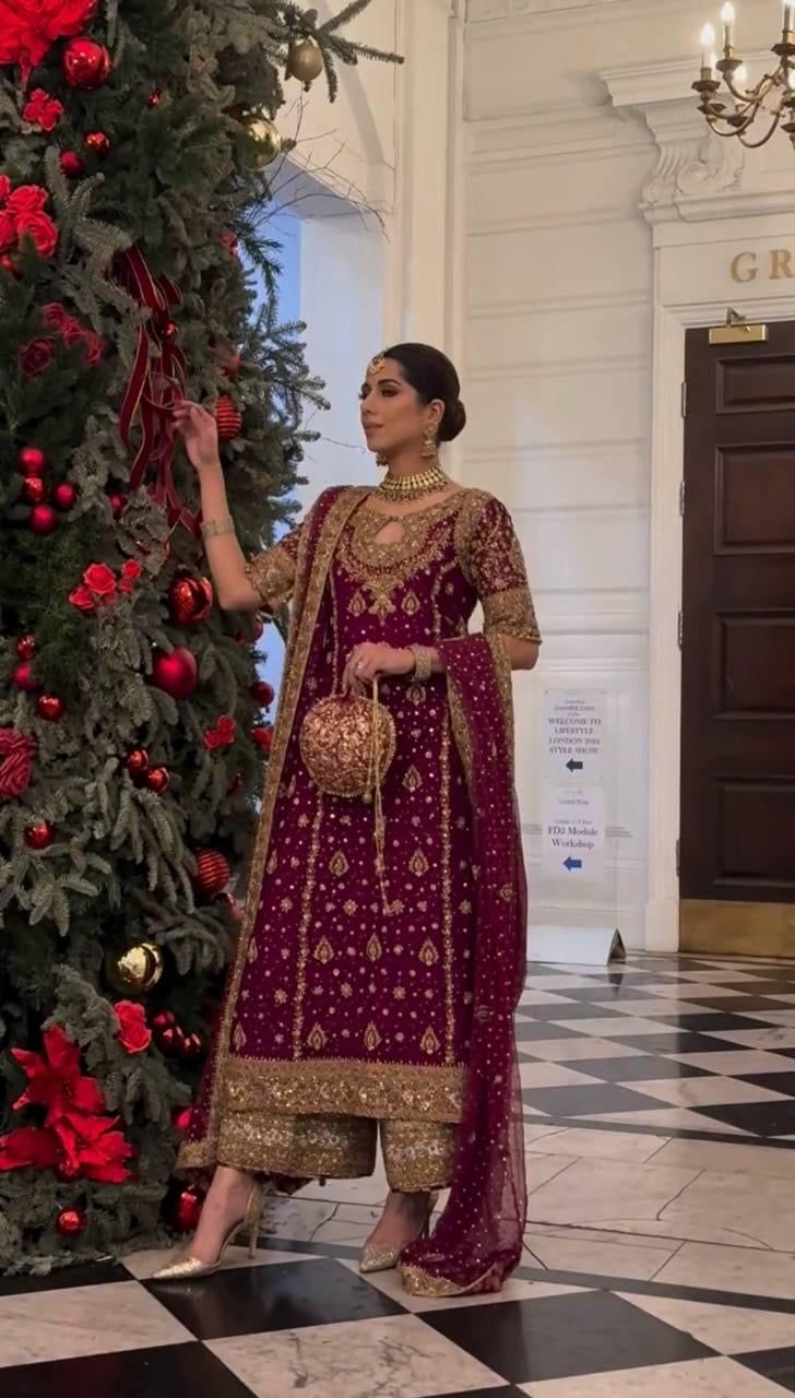 HARIS SHAKEEL HOT PINK AND GOLD FORMAL-HS17