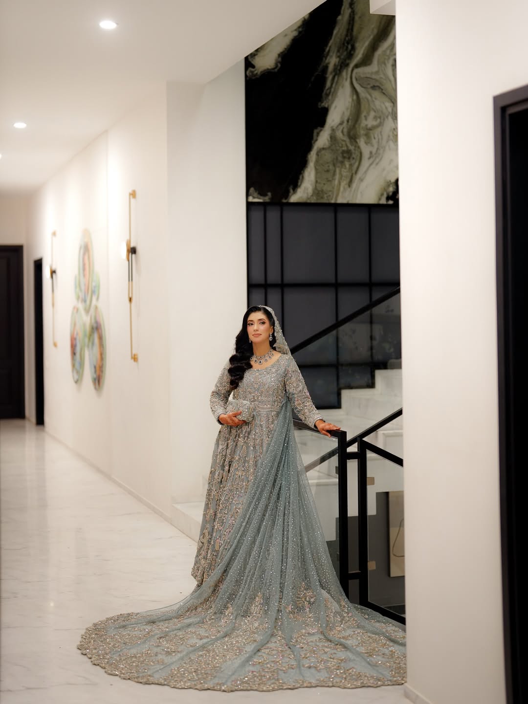 AHMAD SULTAN ICE BLUE TAIL DUPATTA-AS23