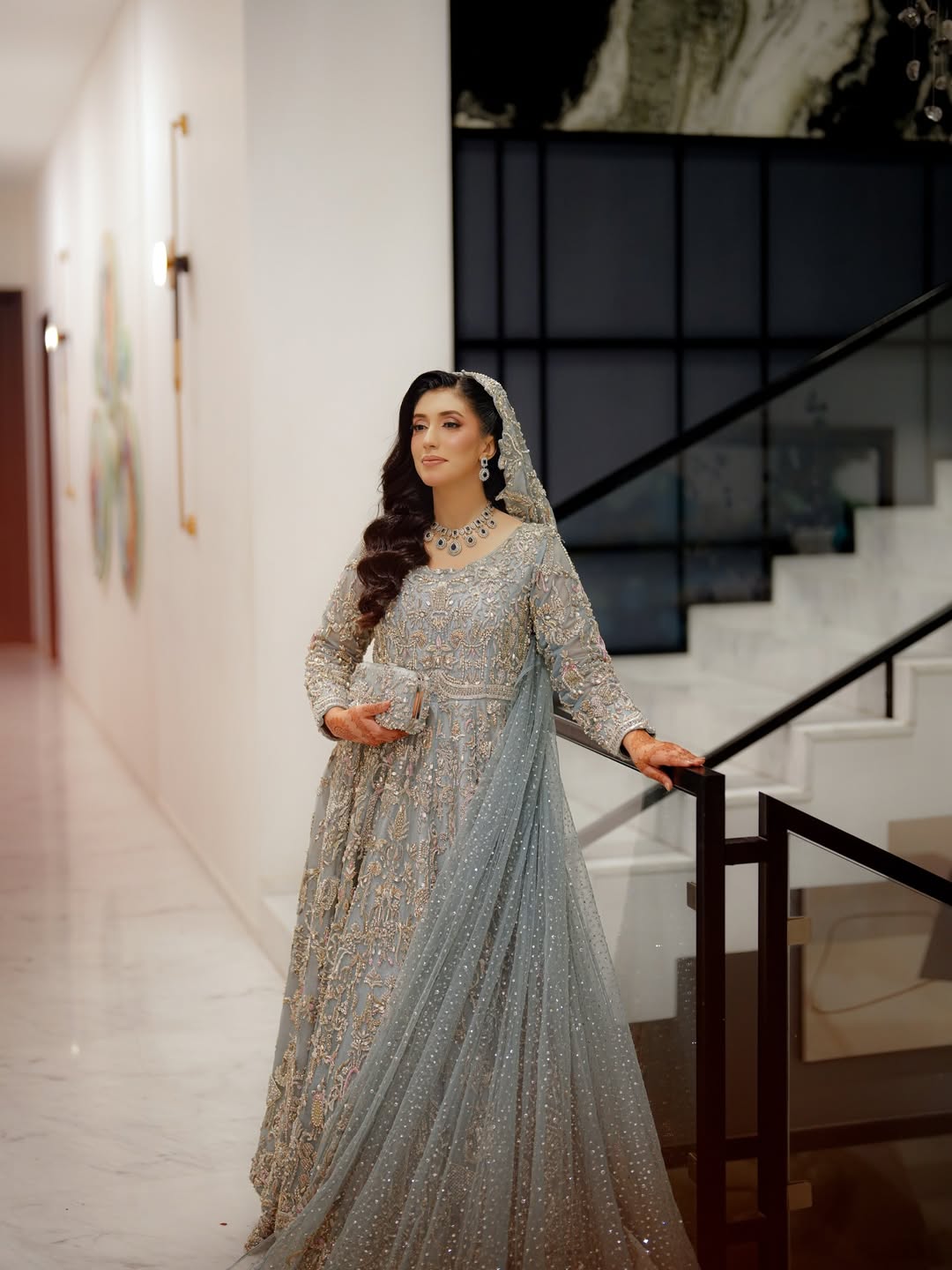 AHMAD SULTAN ICE BLUE TAIL DUPATTA-AS23