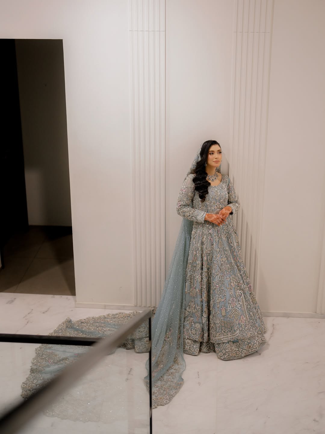 AHMAD SULTAN ICE BLUE TAIL DUPATTA-AS23