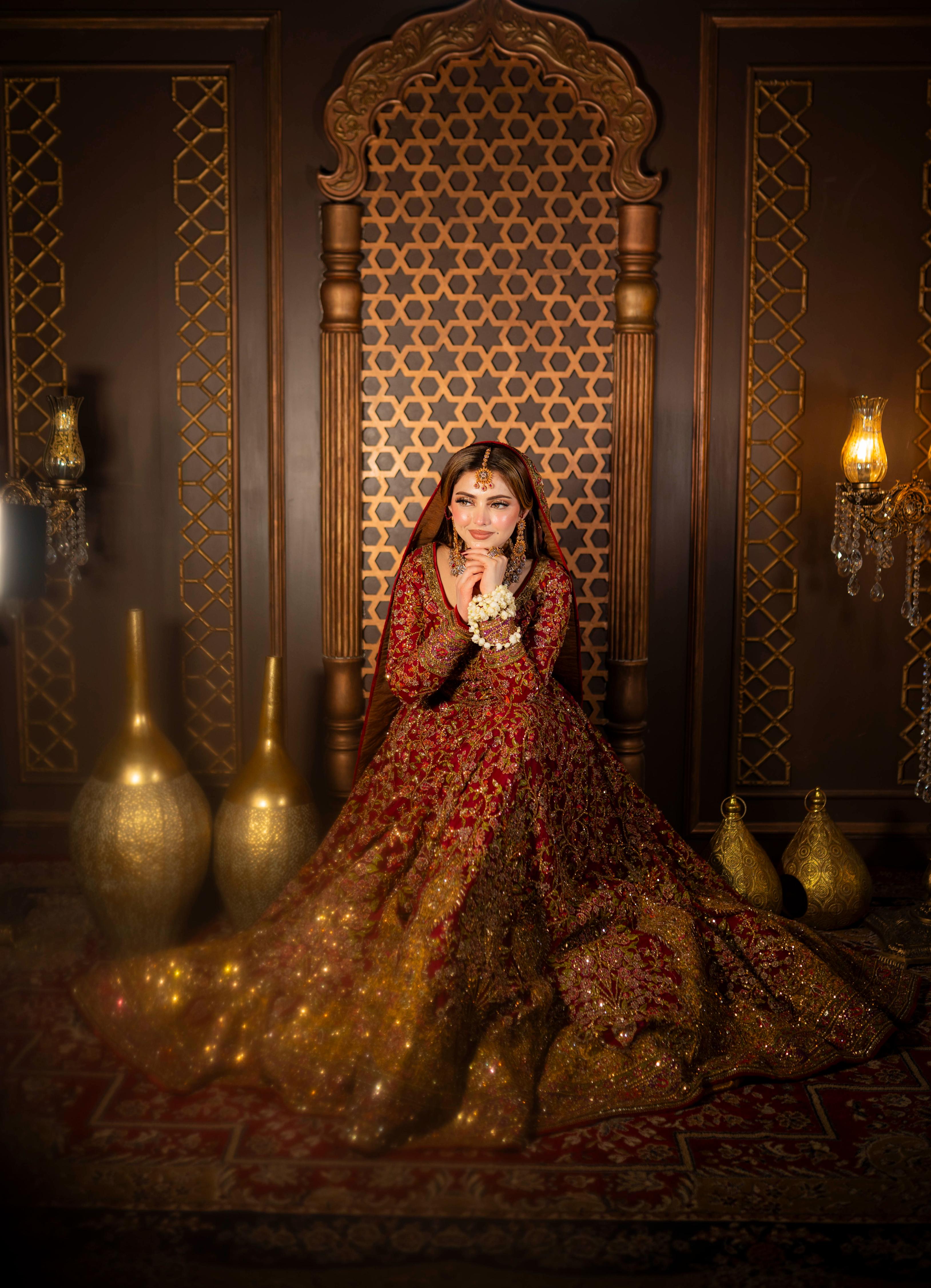 FAHAD HUSSAYN RED LEHENGA CHOLI