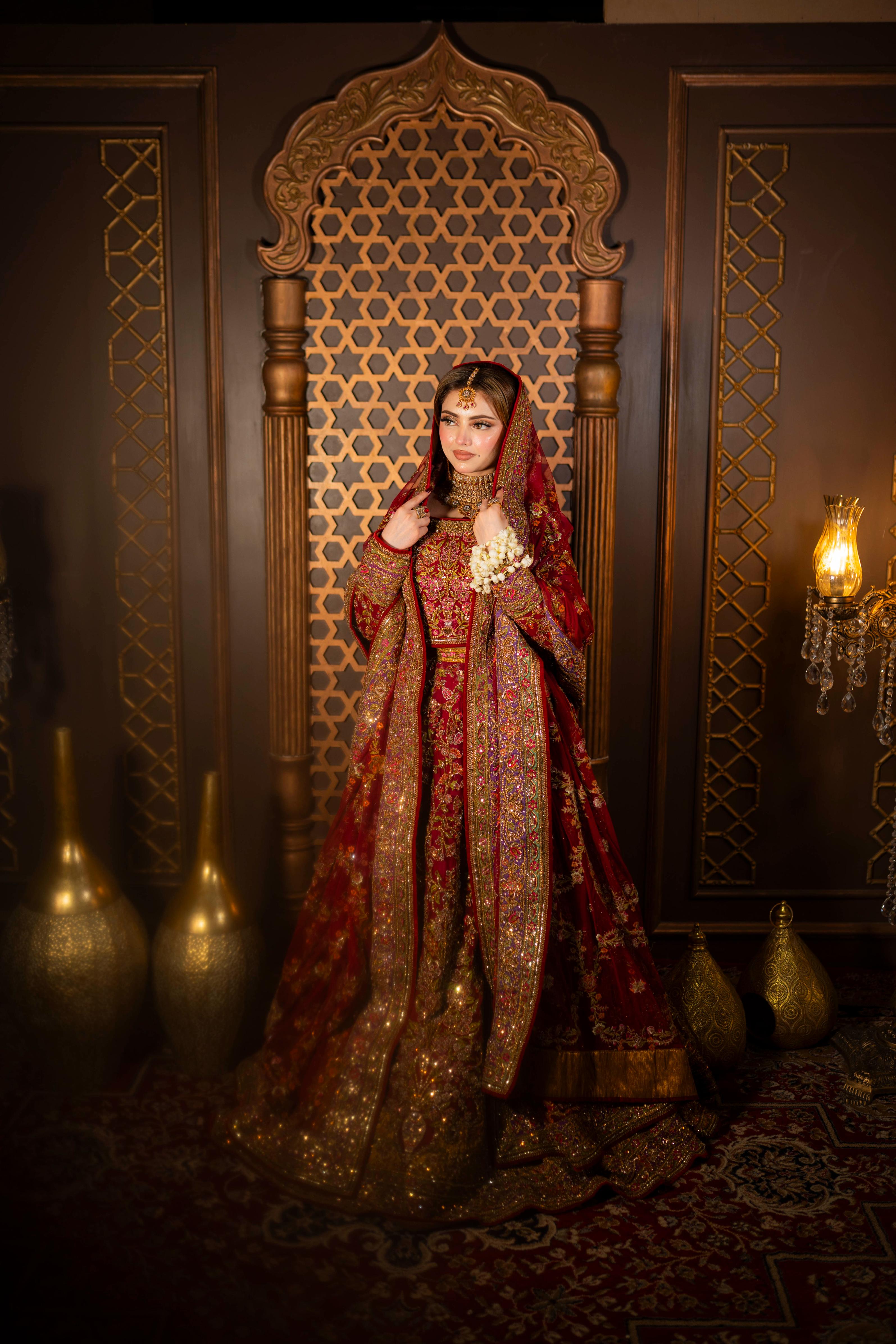 FAHAD HUSSAYN RED LEHENGA CHOLI
