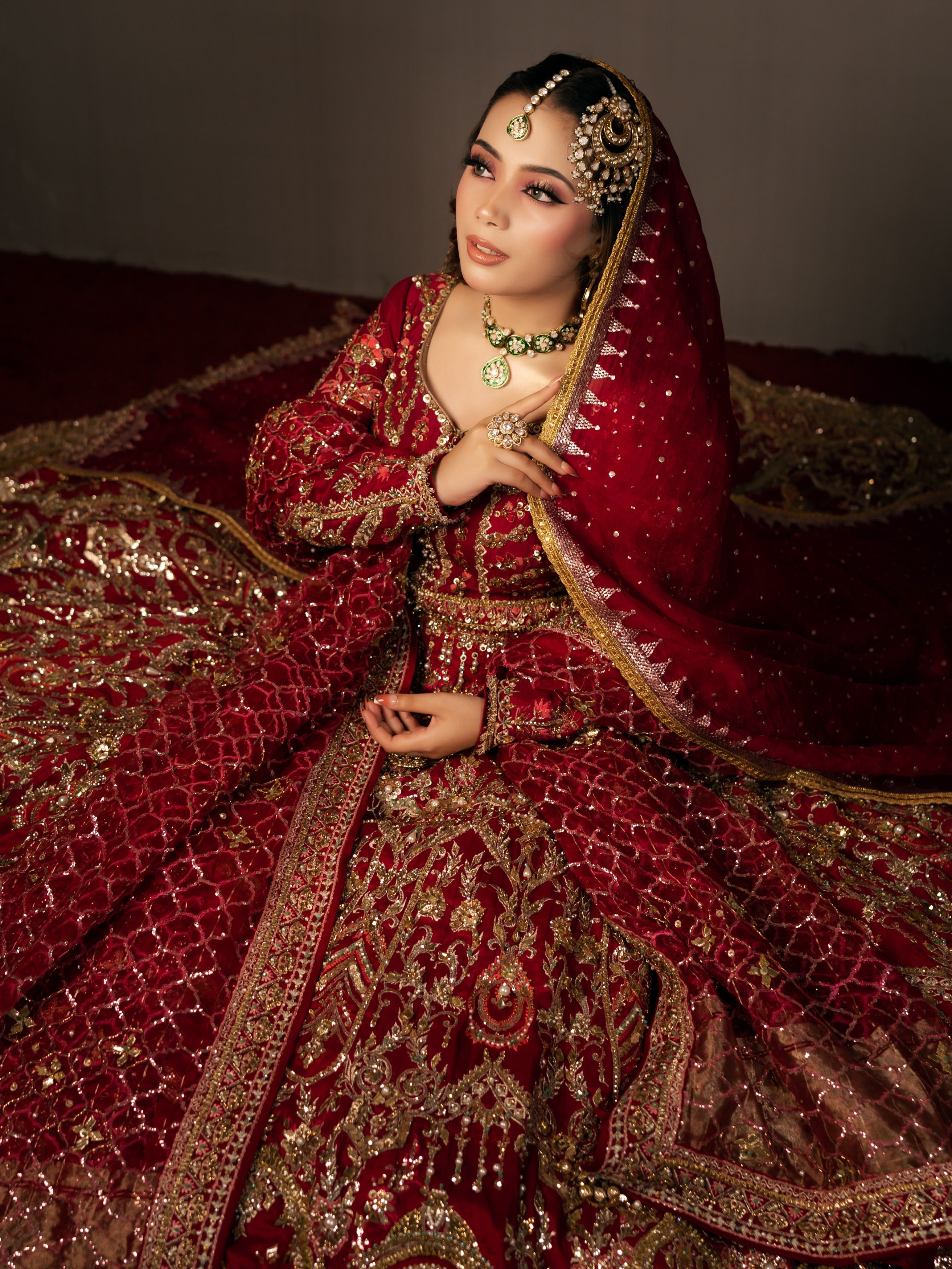 MNR RED PESHWAS BARAT DRESS