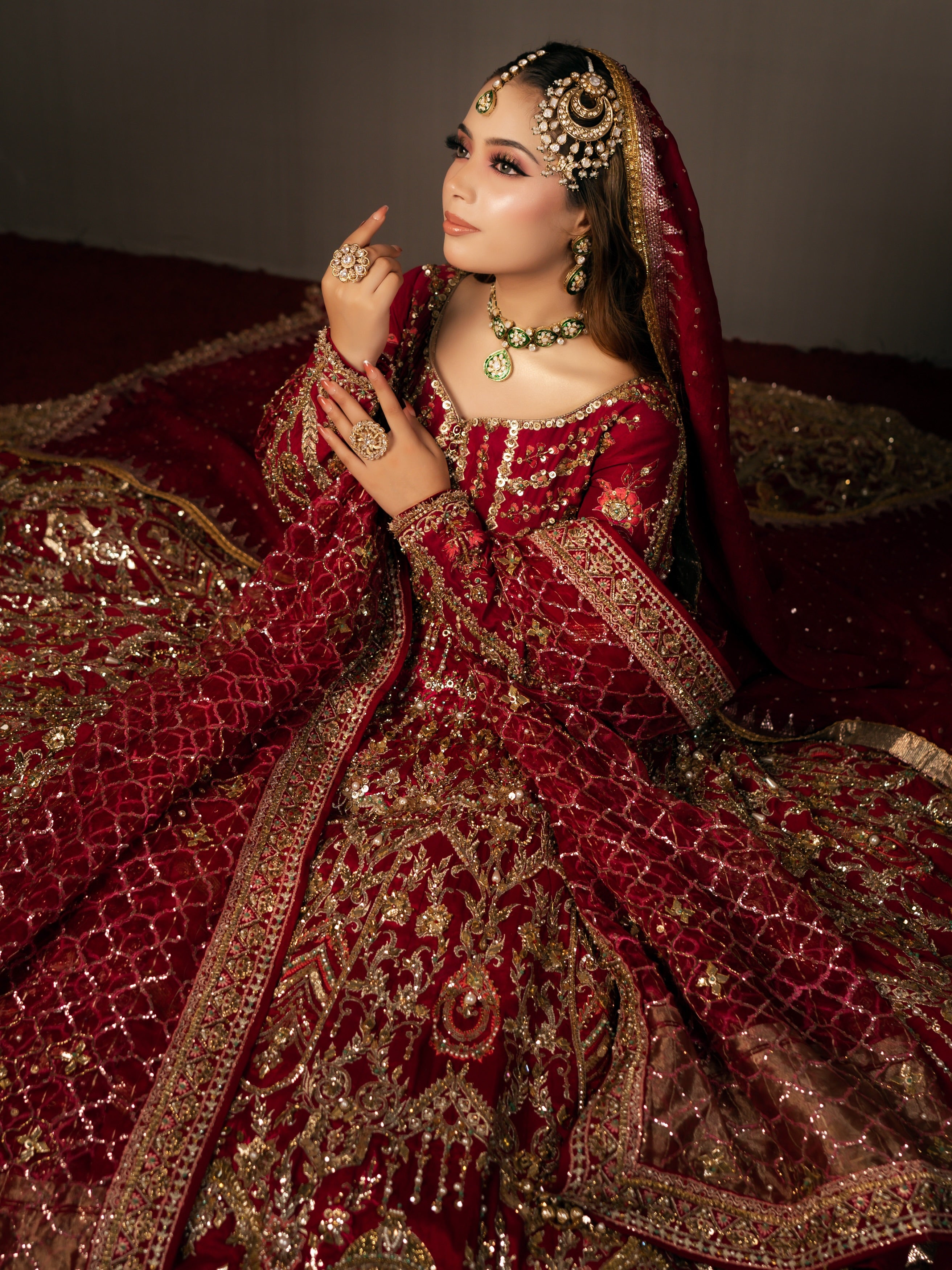 MNR RED PESHWAS BARAT DRESS