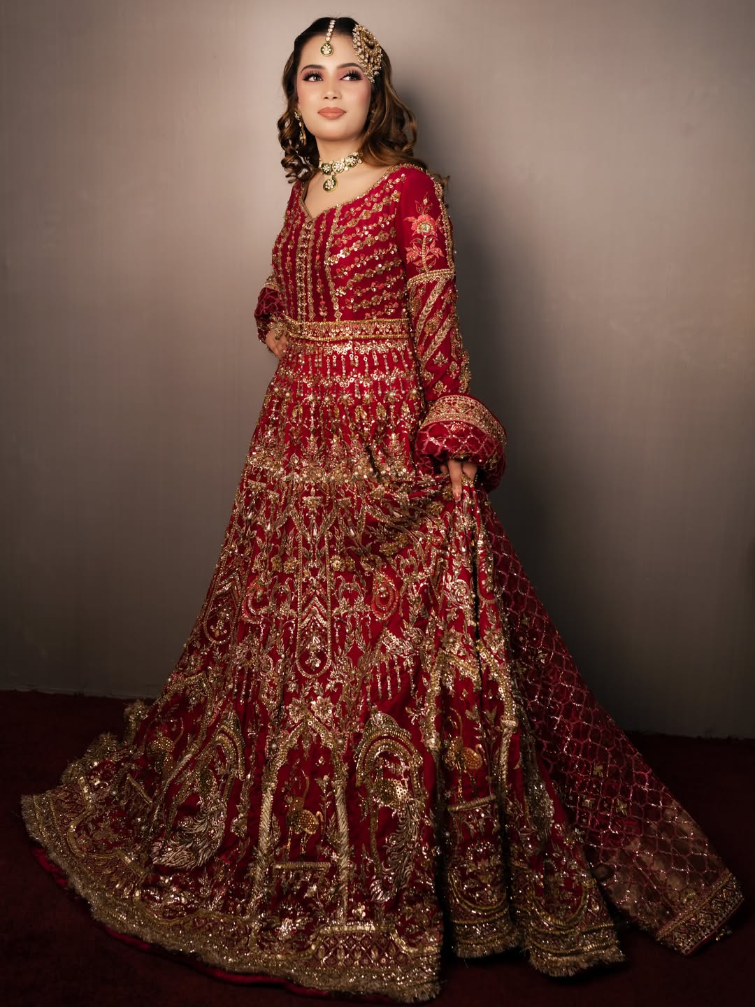 MNR RED PESHWAS BARAT DRESS