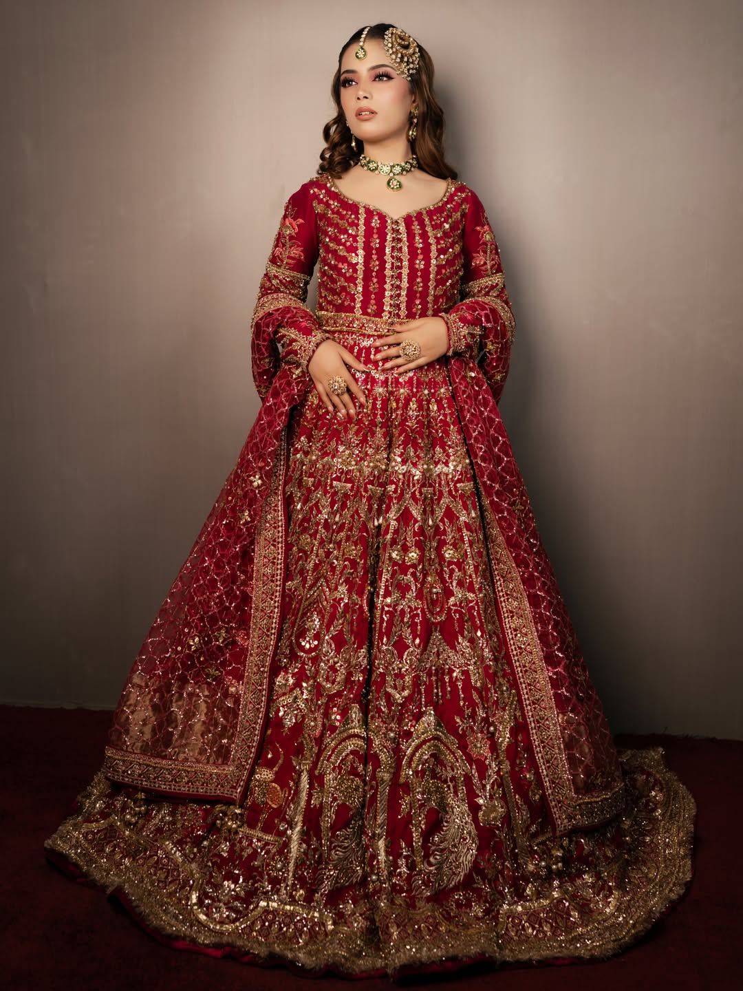 MNR RED PESHWAS BARAT DRESS