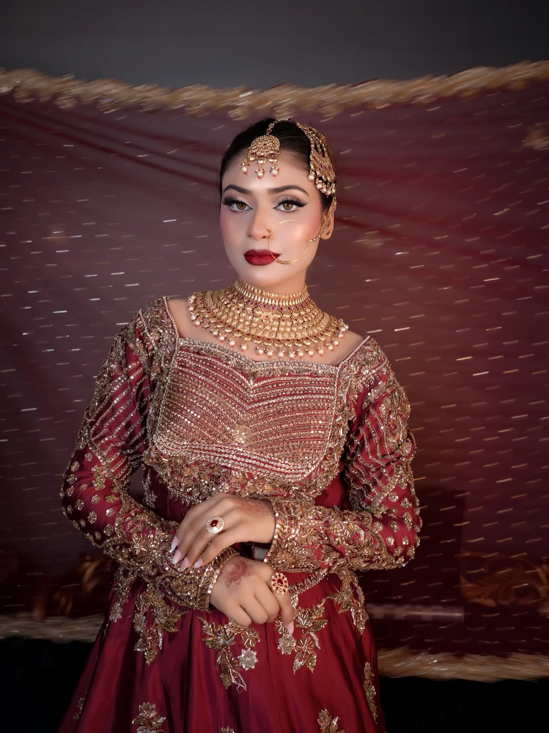AHMAD SULTAN RED PLAIN LEHNGA CHOLI