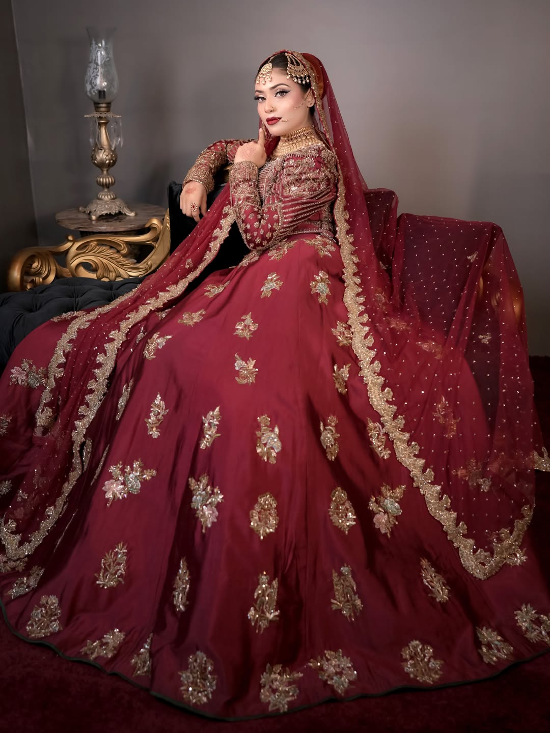 AHMAD SULTAN RED PLAIN LEHNGA CHOLI