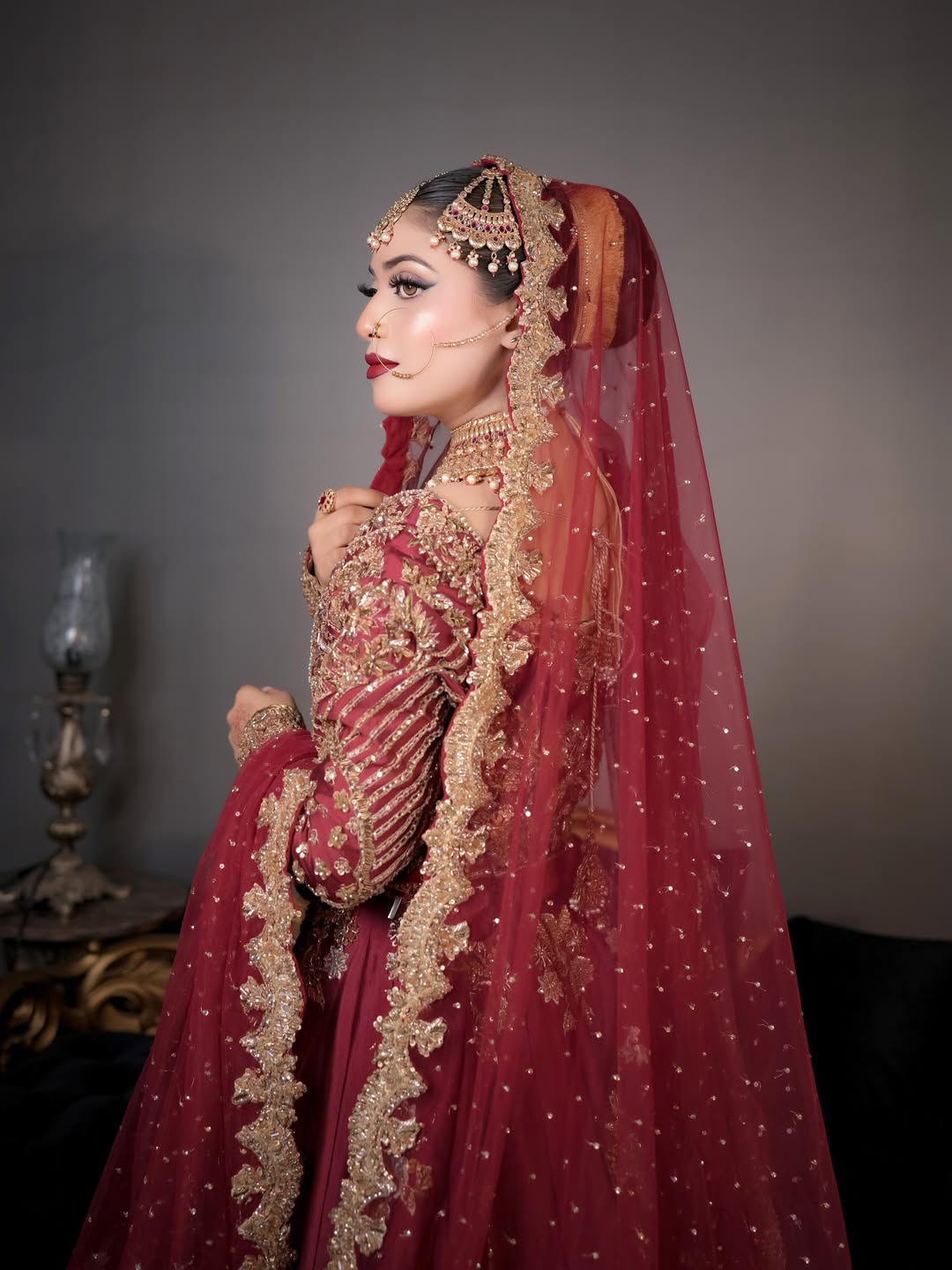 AHMAD SULTAN RED PLAIN LEHNGA CHOLI